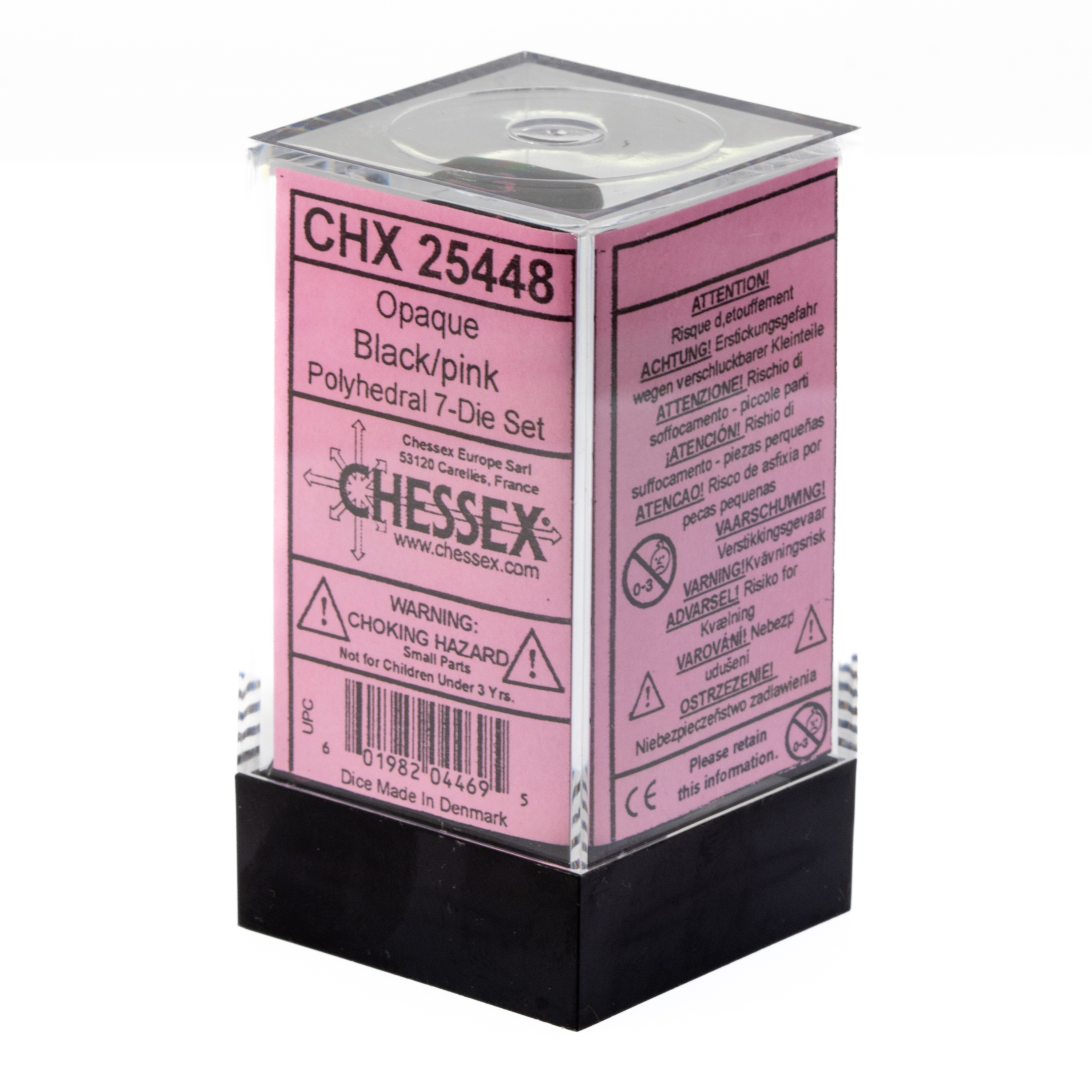 Satt Polyhedral schwarz / pink 7-Würfel Set