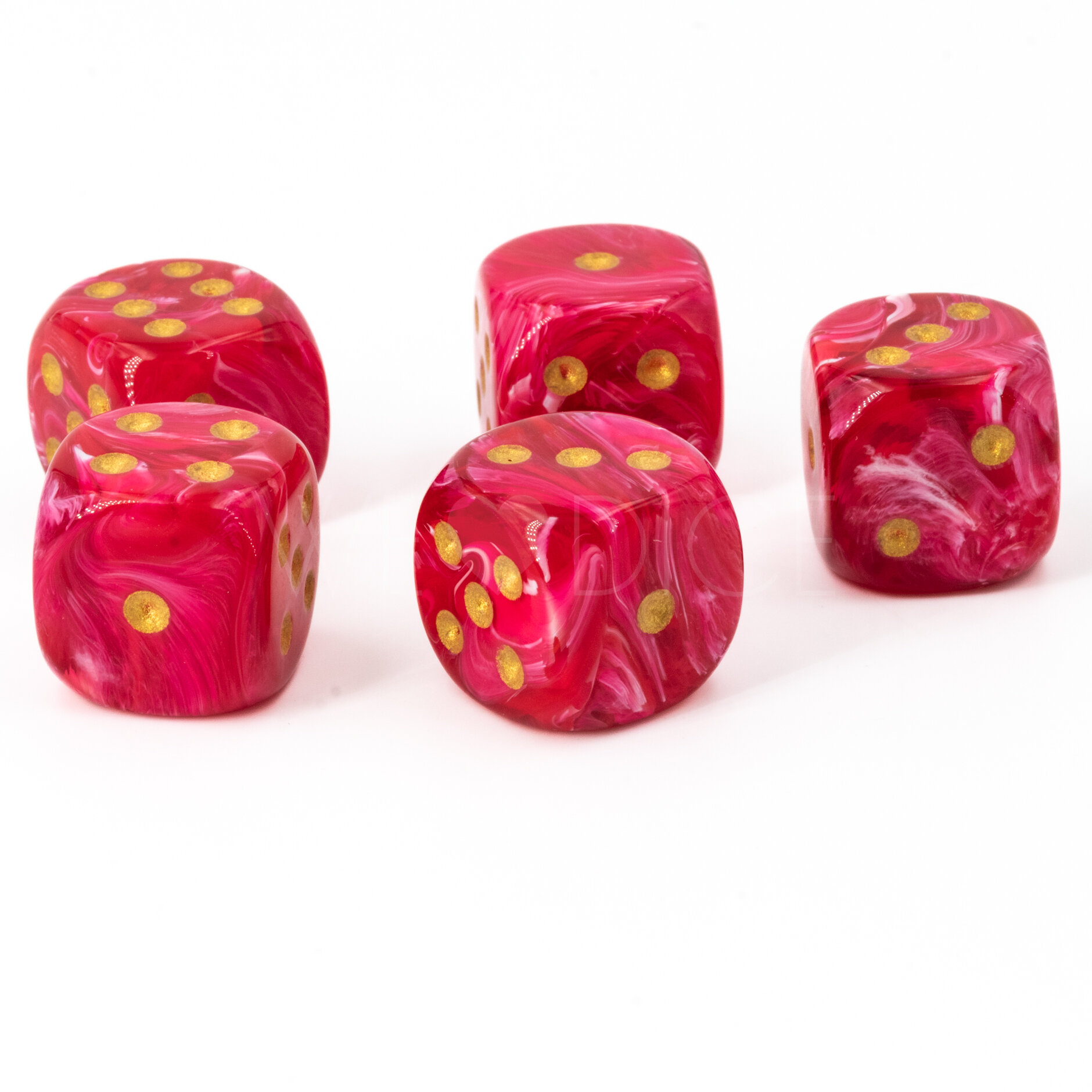 16mm W6 Würfel in Maro persisches Rot / weiss