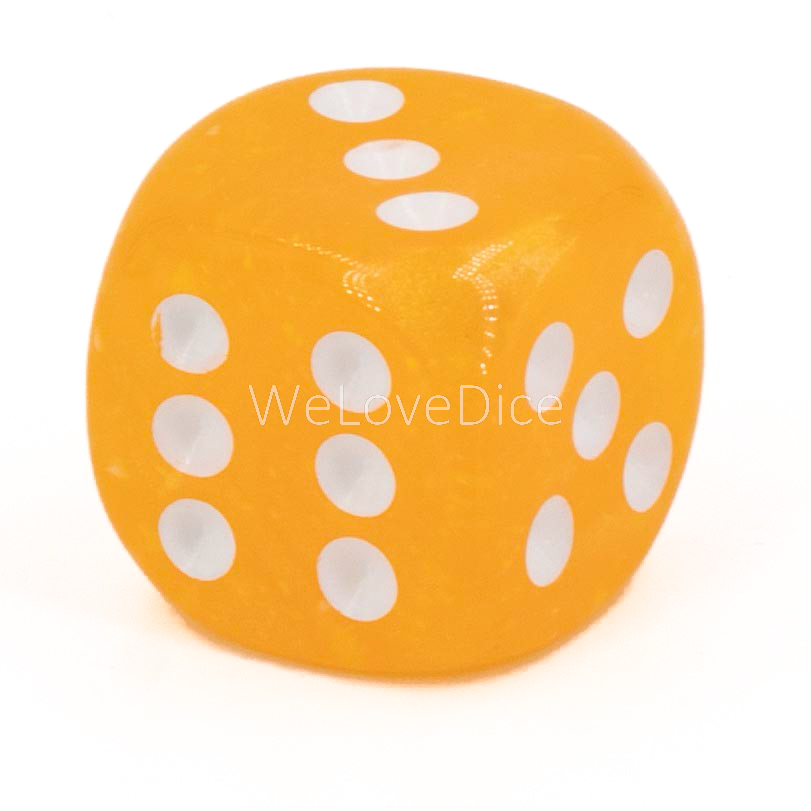 16mm  D6 Dice in deep safron orange / white