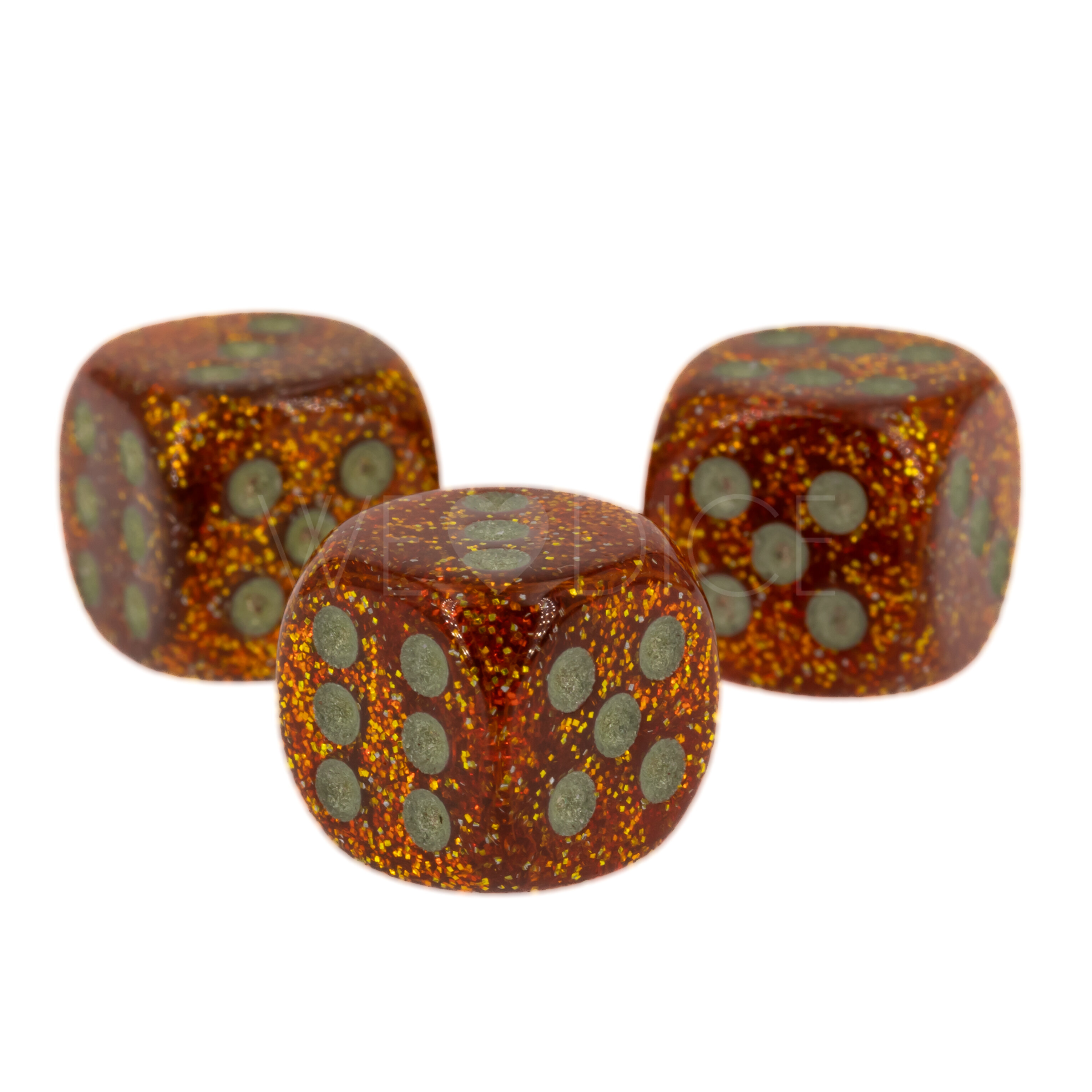 Glitter Gold / silber 12mm W6 Würfel mit Punkten (1 Stück)