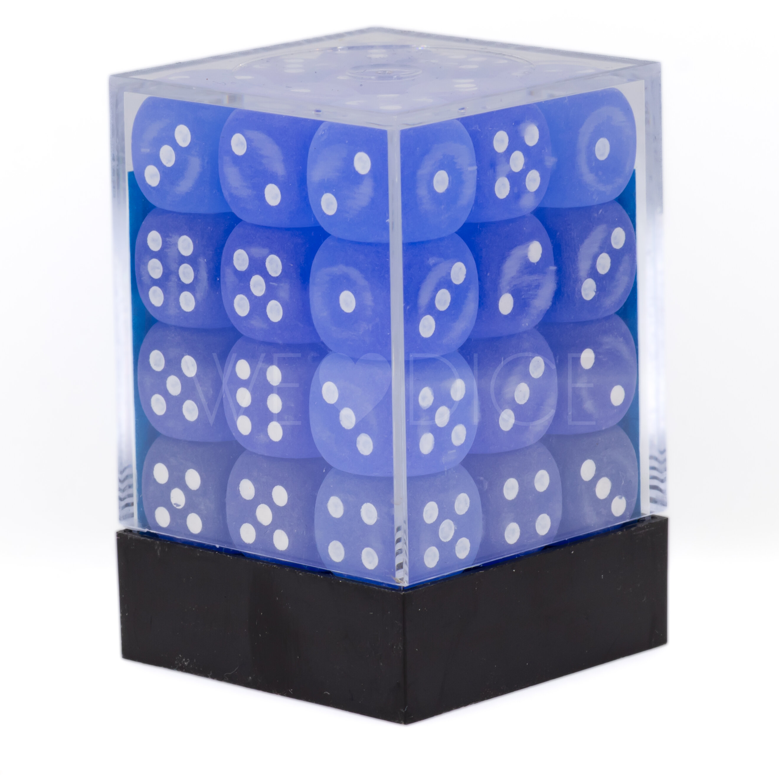 Frosted Blau / weiß 12mm W6 Würfel Set (36 Würfel)