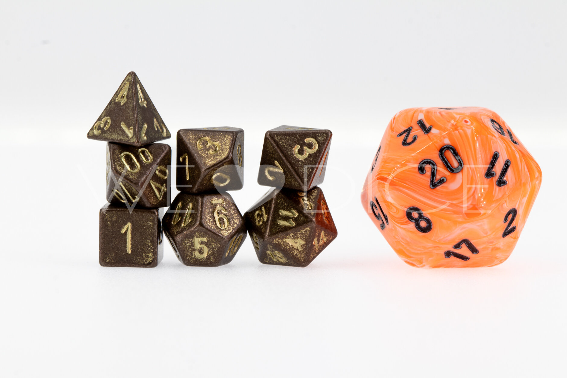 Mini-Metall dice  - Dwarven Gold - 7  Pcs set