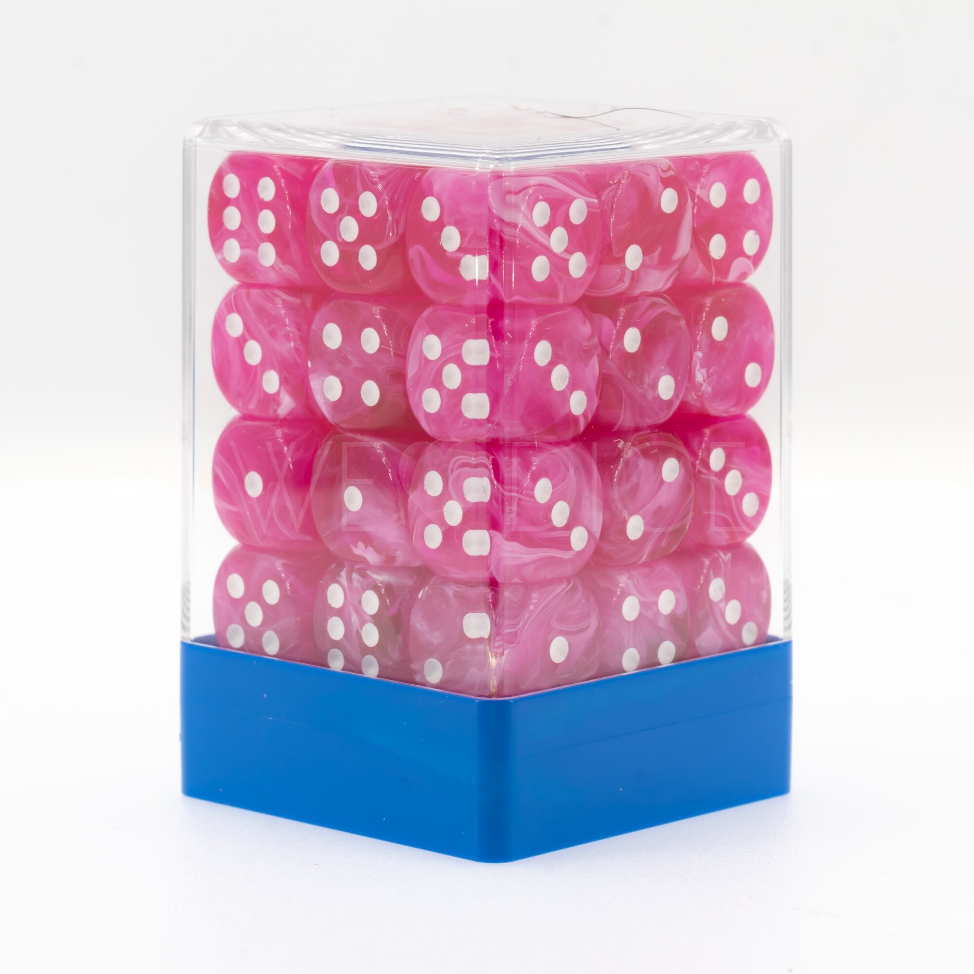 Marbled berry pink / white 12mm D6 Dice Set  (36Pcs)