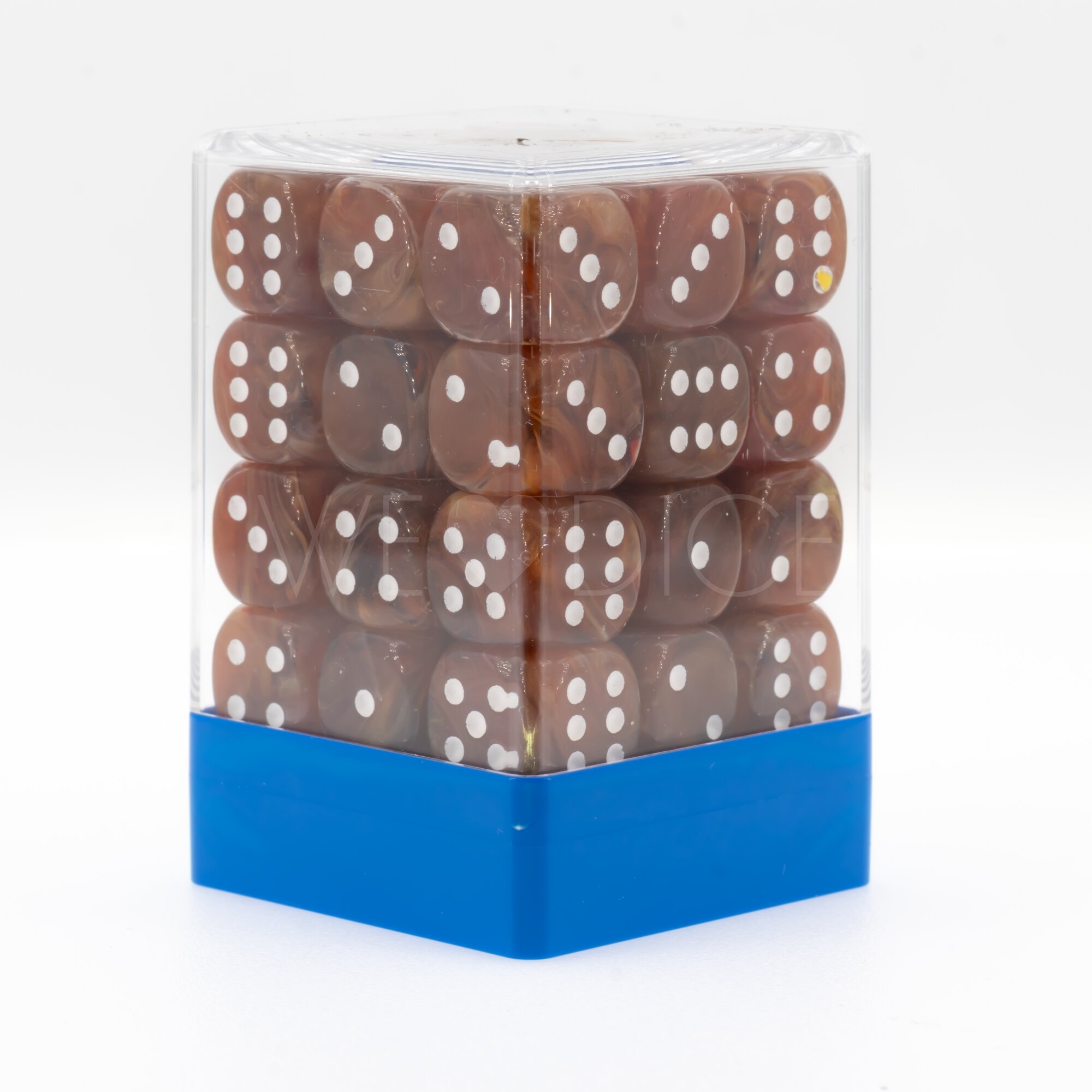 Marbled caramel brown / white 12mm D6 Dice Set  (36Pcs)