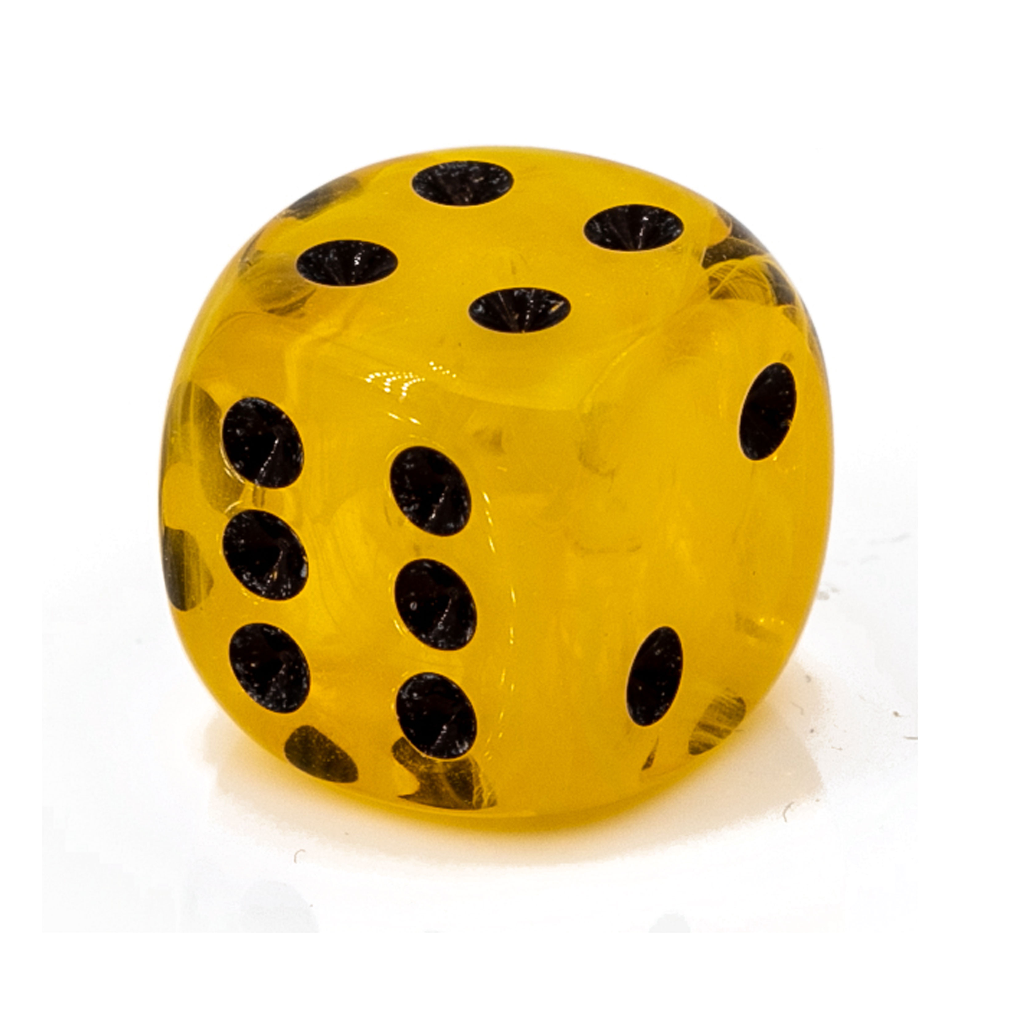 20mm  D6 Dice in dandelion yellow / black Marbled