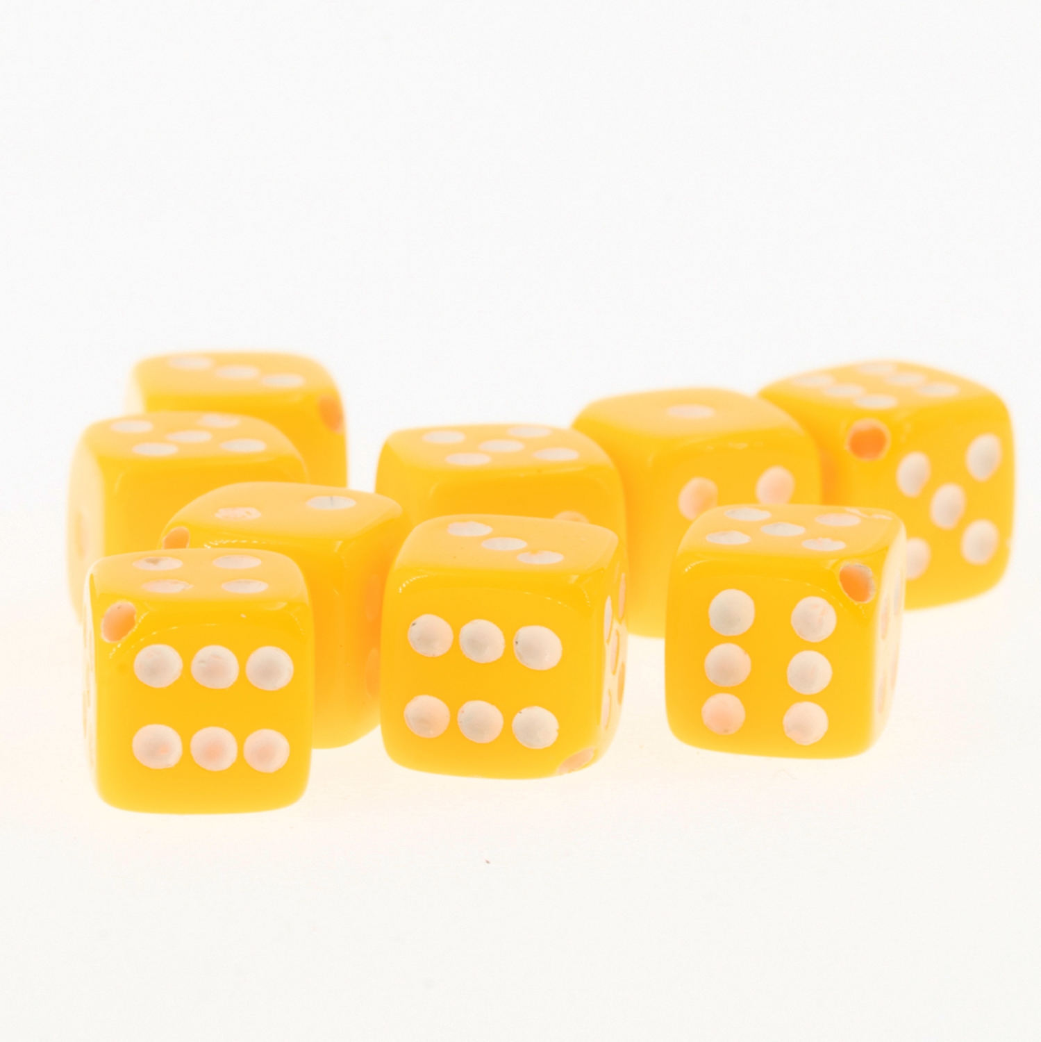  8mm Dice bead - yellow / white Opaque, in