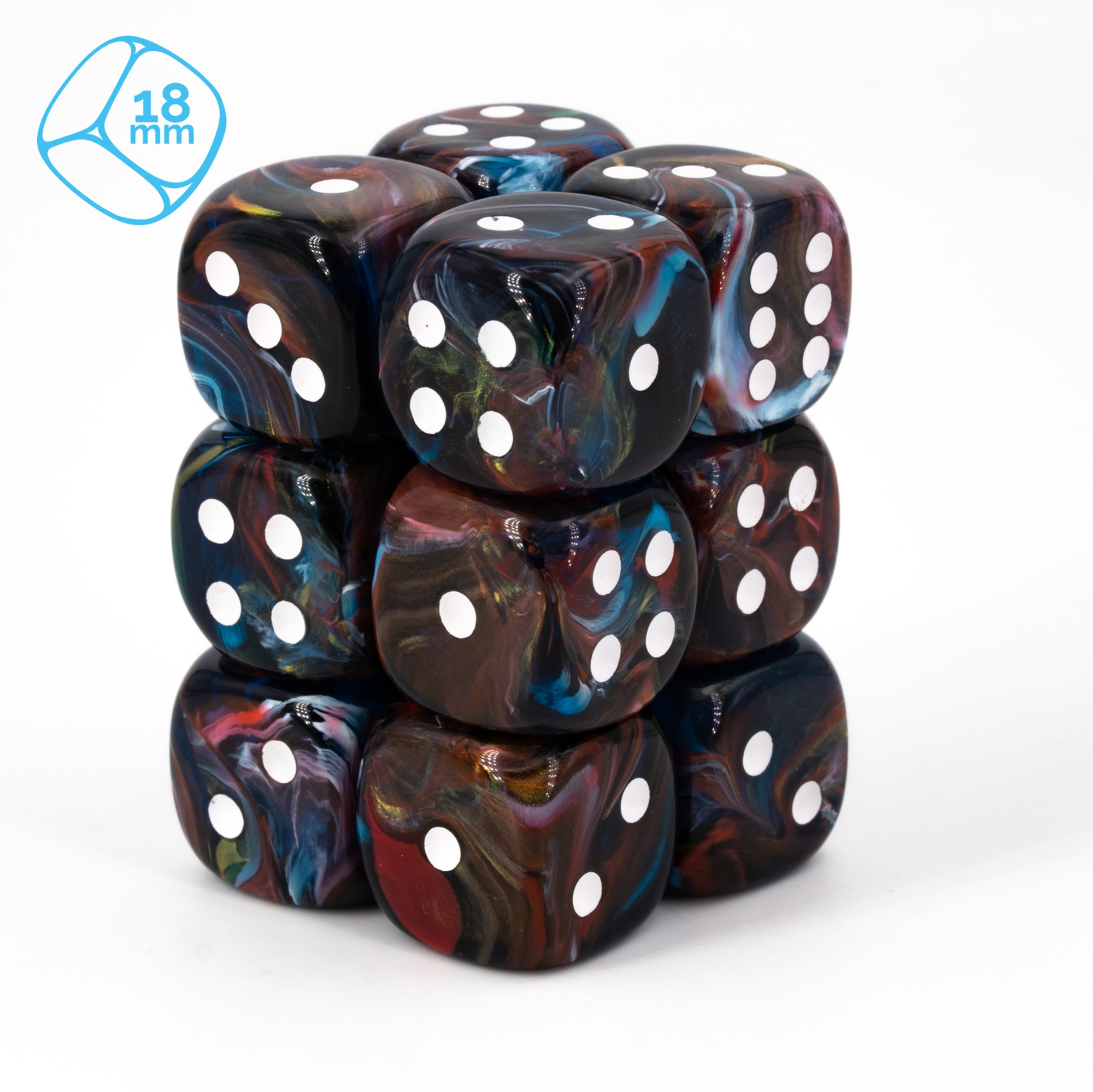 Sturmstein braun / weiß 18mm W6 Set (12 Stück)