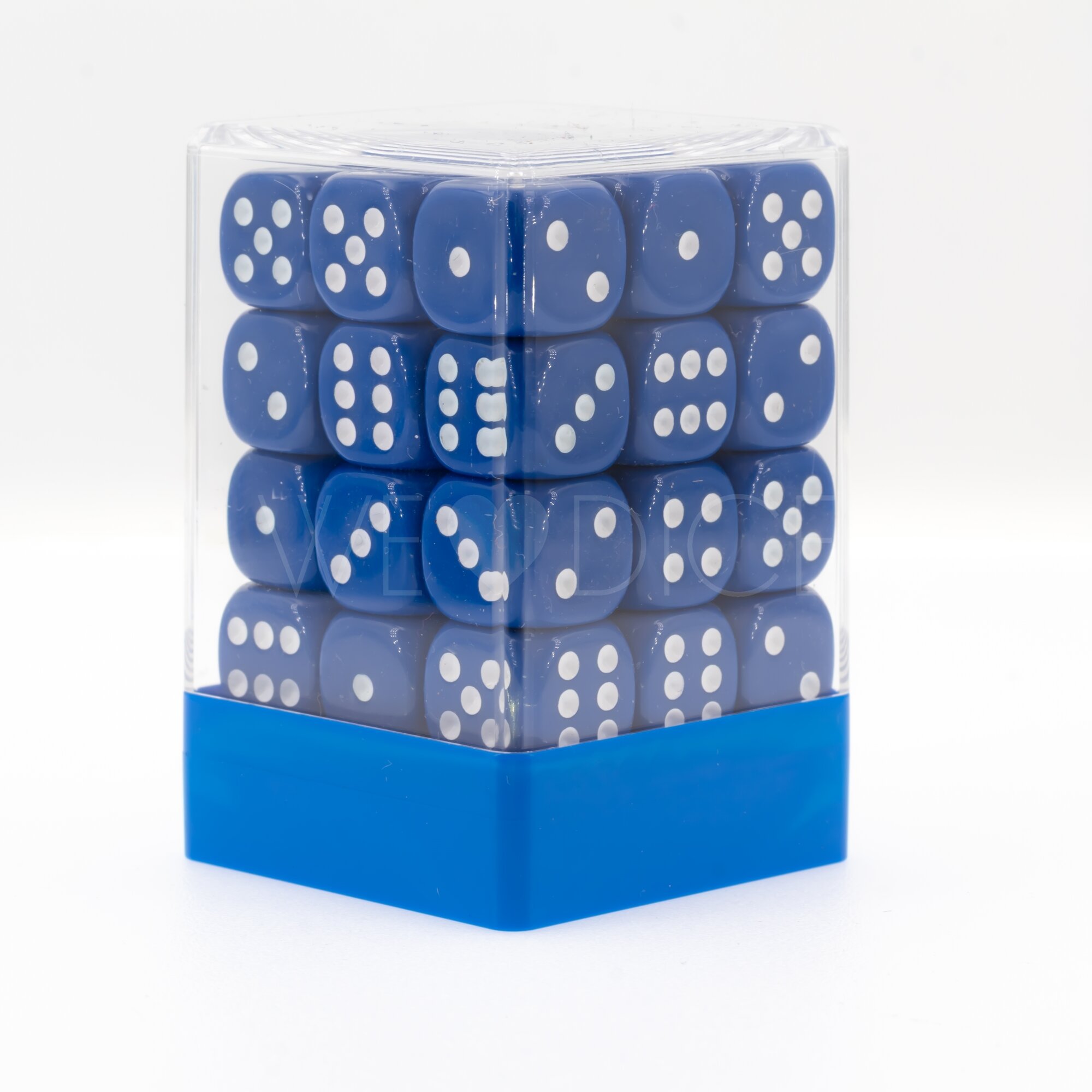 Opaque dark blue / white 12mm D6 Dice Set  (36Pcs)