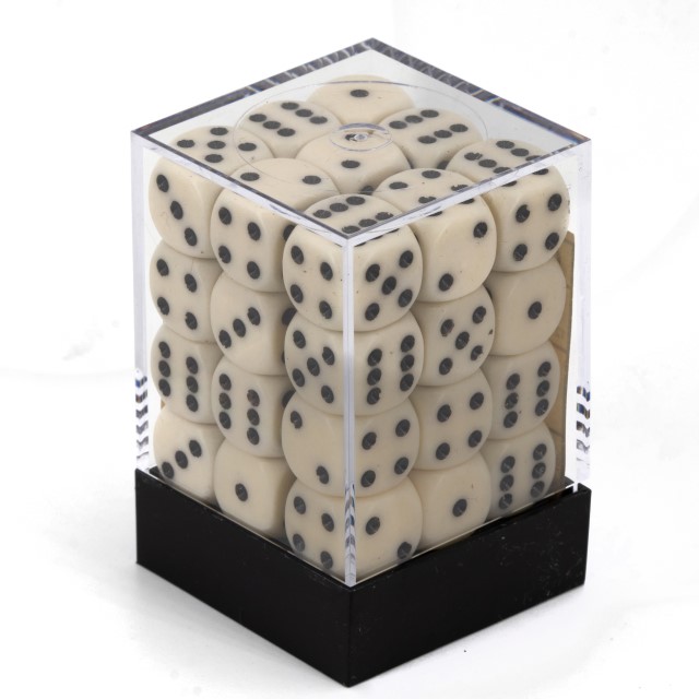 Satt elfenbein / schwarz 12mm W6 Würfel Set (36 Würfel)