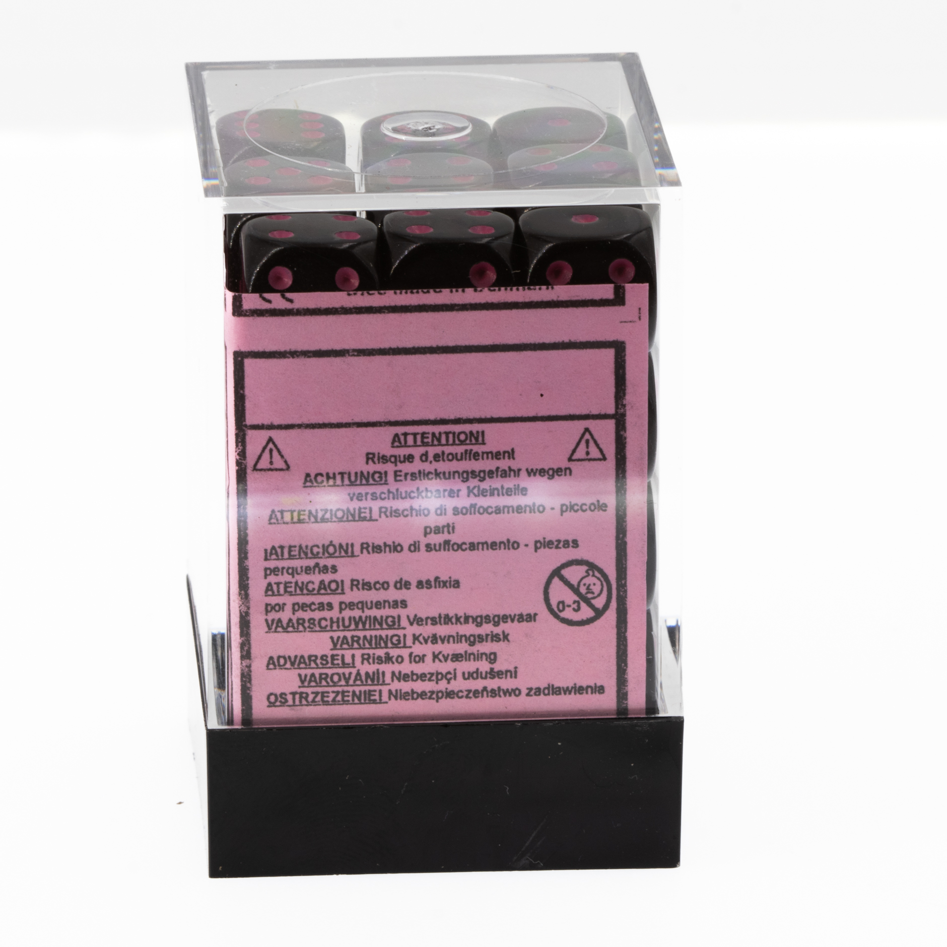 Satt schwarz / pink 12mm W6 Würfel Set (36 Würfel)