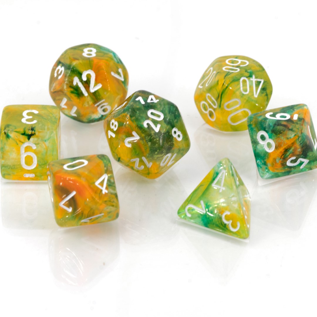 Nebula® Polyhedral Spring / Weiß 7-Würfel Set