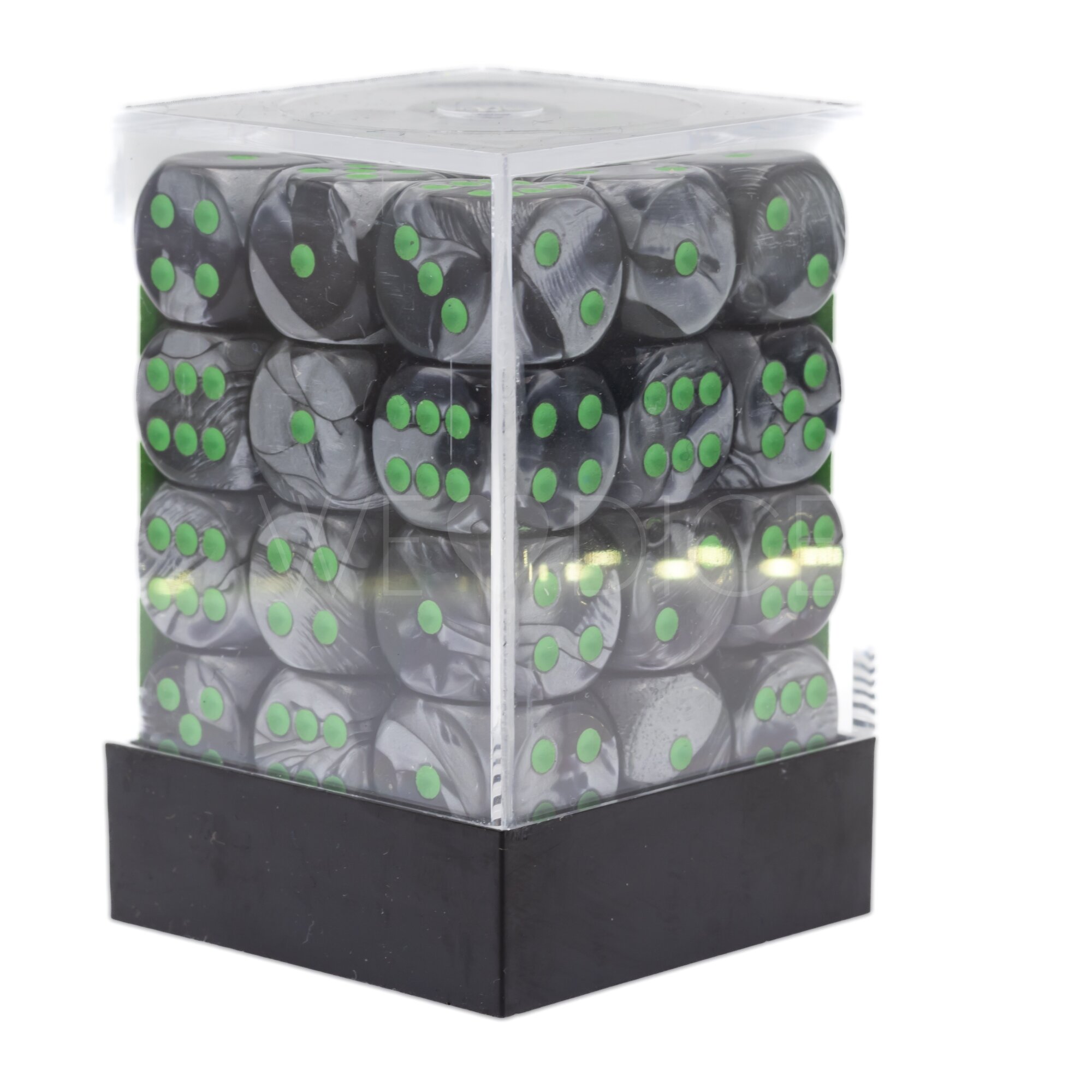 Gemini® Schwarz-Grau / grün 12mm W6 Würfel Set (36 Würfel)