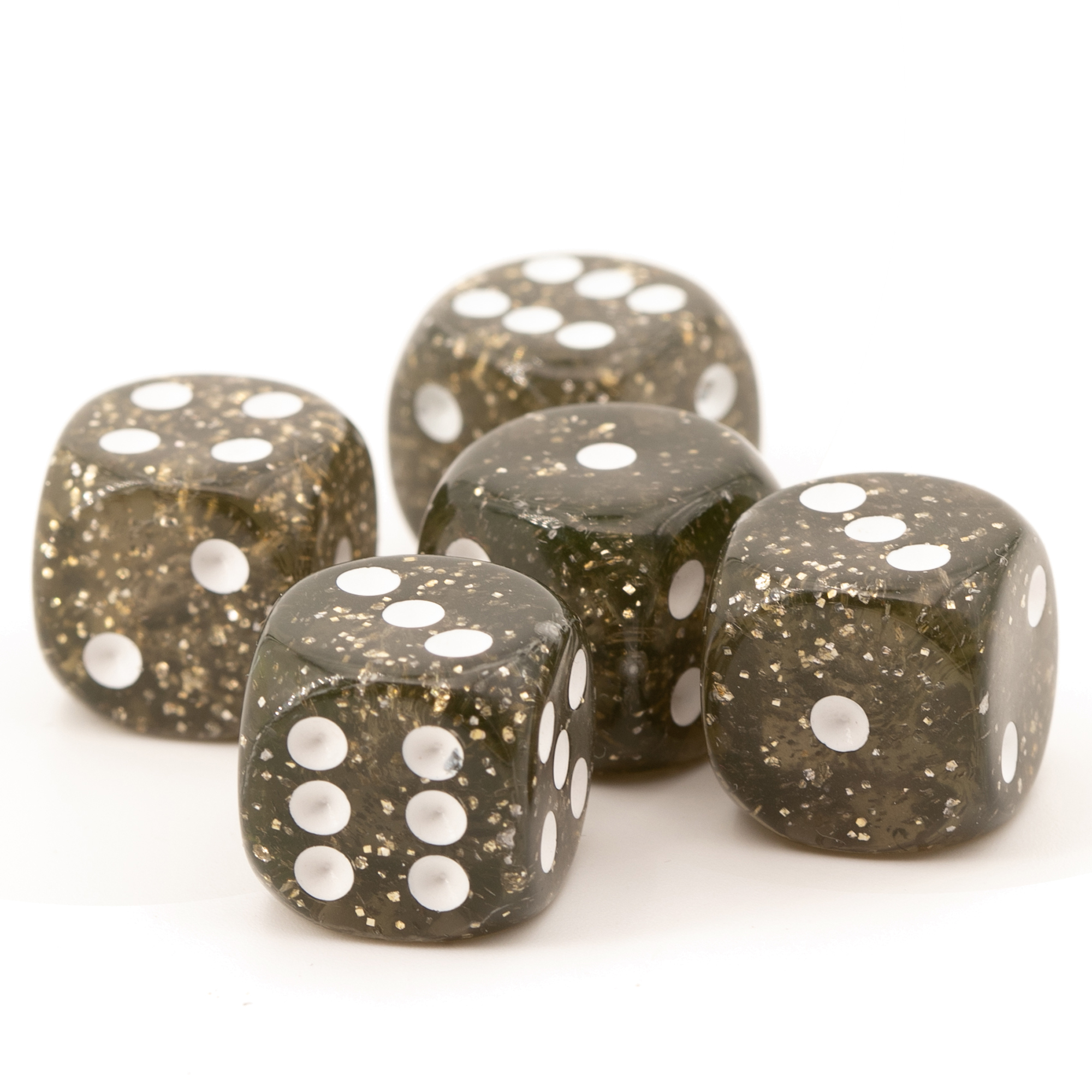 16mm  D6 Dice in glitter grey / white