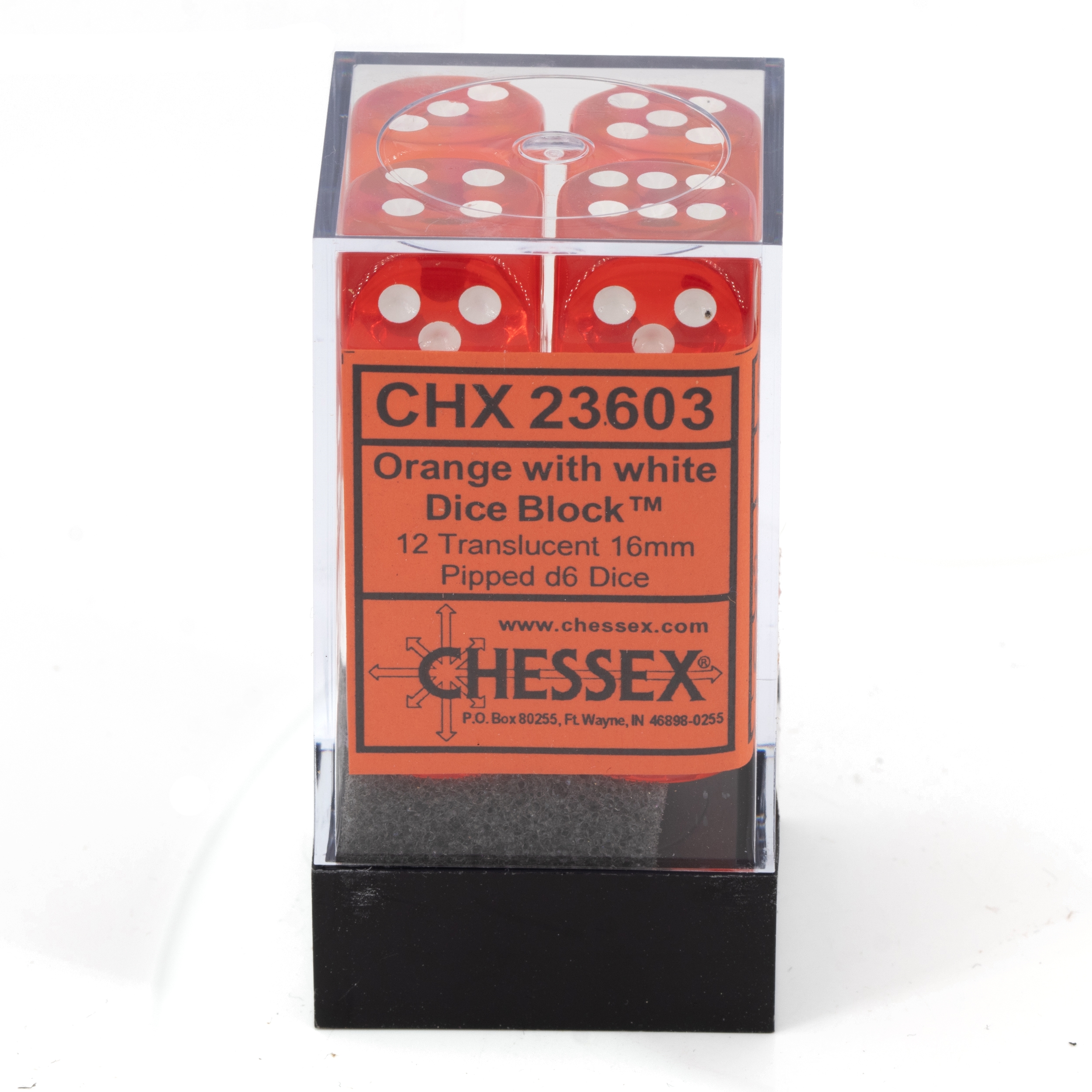 Transparent Orange / weiß 16mm W6 Würfel Set (12 Würfel)