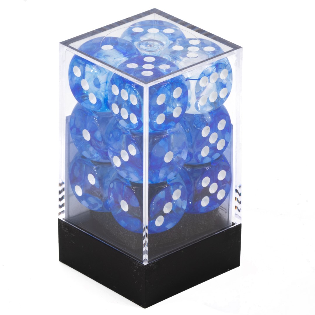 Nebula® Dunkelblau / Weiß 16mm W6 Würfel Set (12 Würfel)