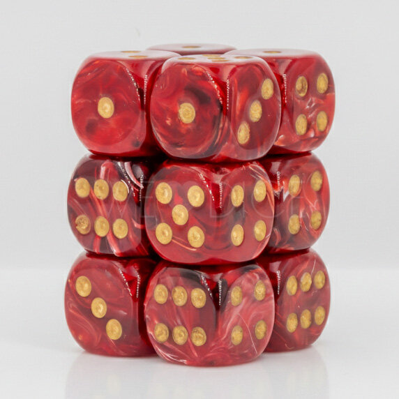 Vortex® Burgundy / Gold 16mm W6 Würfel Set (12 Würfel)