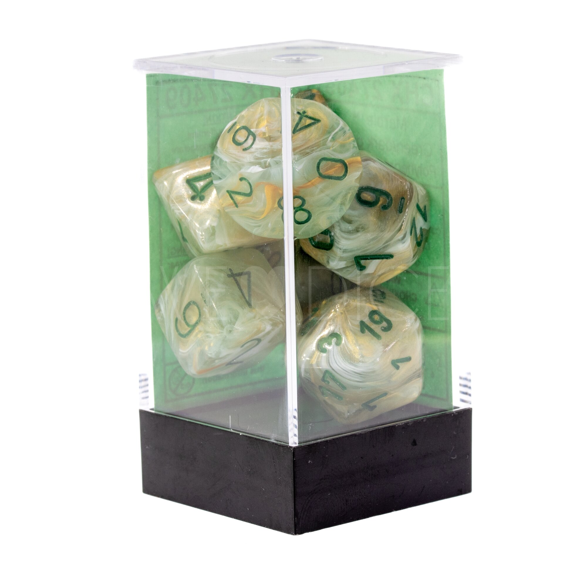 Marble  Polyhedral Grün / Dunkelgrün 7-Würfel Set