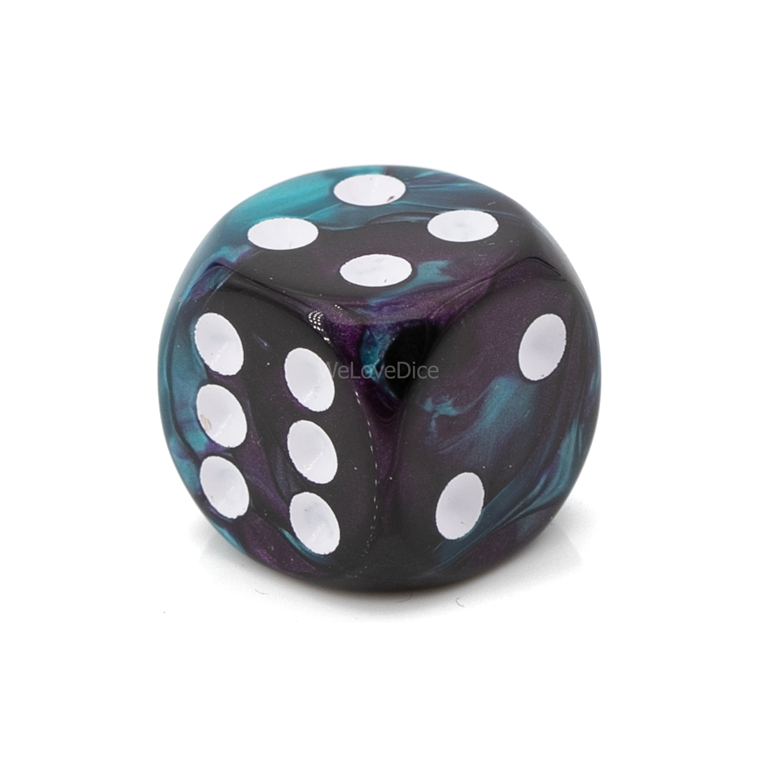 16mm  D6 Dice in purple teal / white