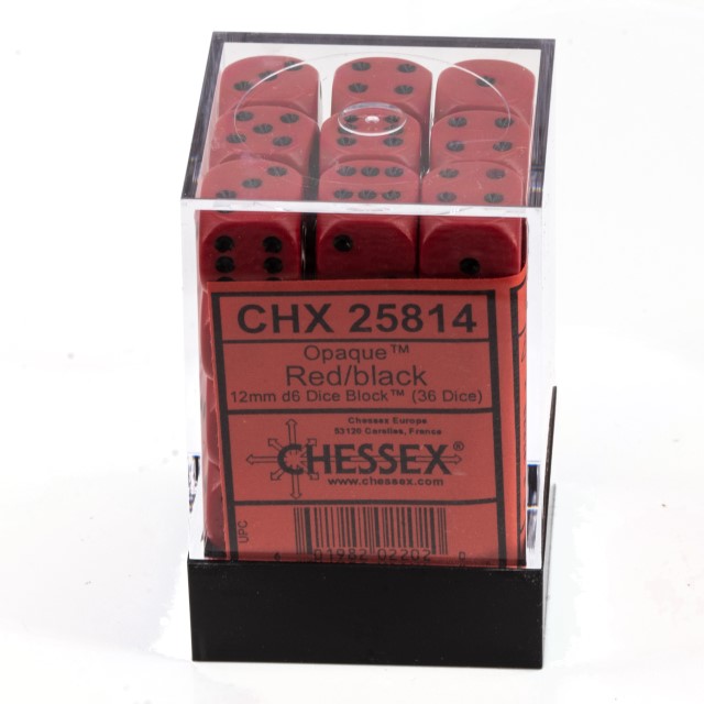 Satt rot / schwarz 12mm W6 Würfel Set (36 Würfel)