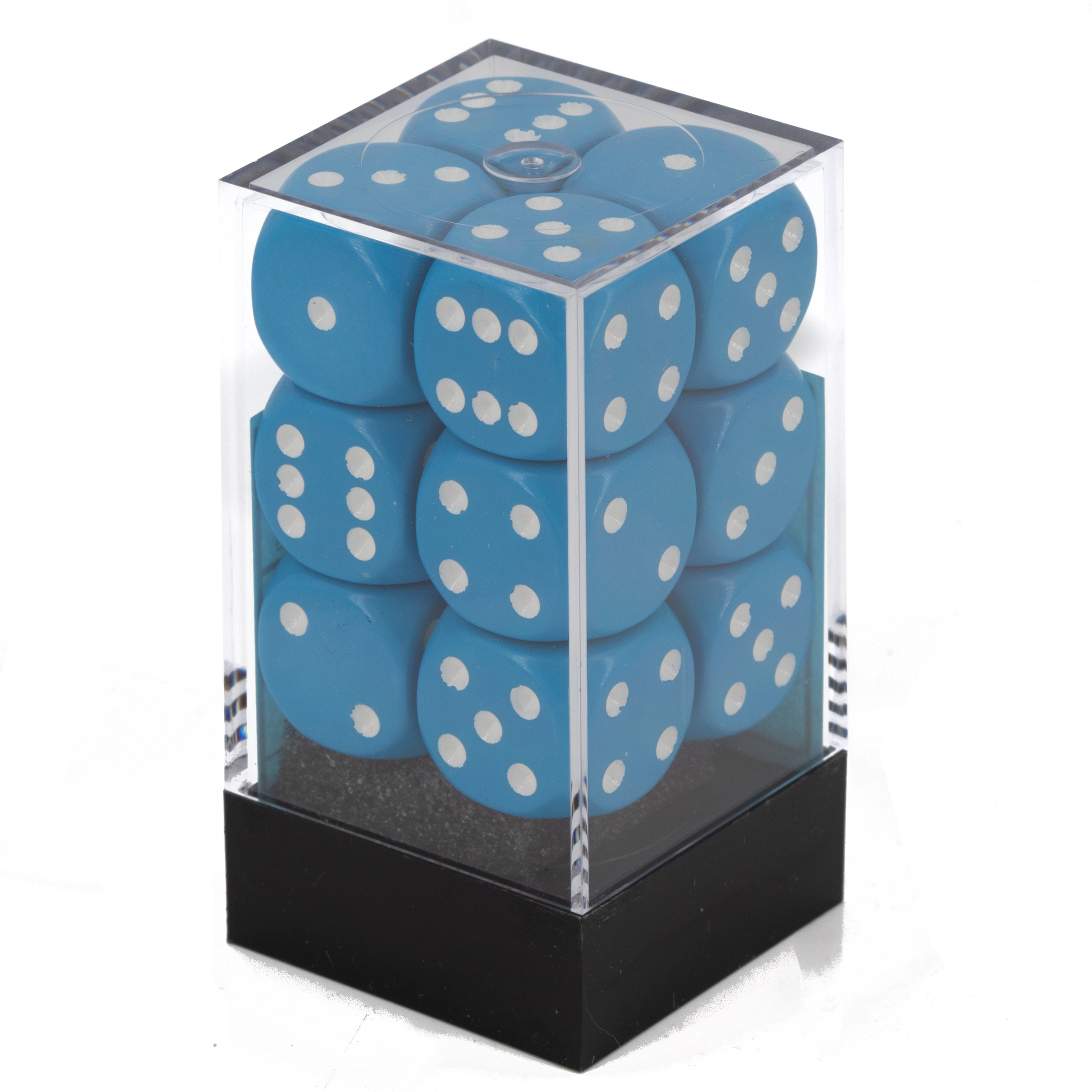 Satt hellblau / weiß 16mm W6 Würfel Set (12 Würfel)
