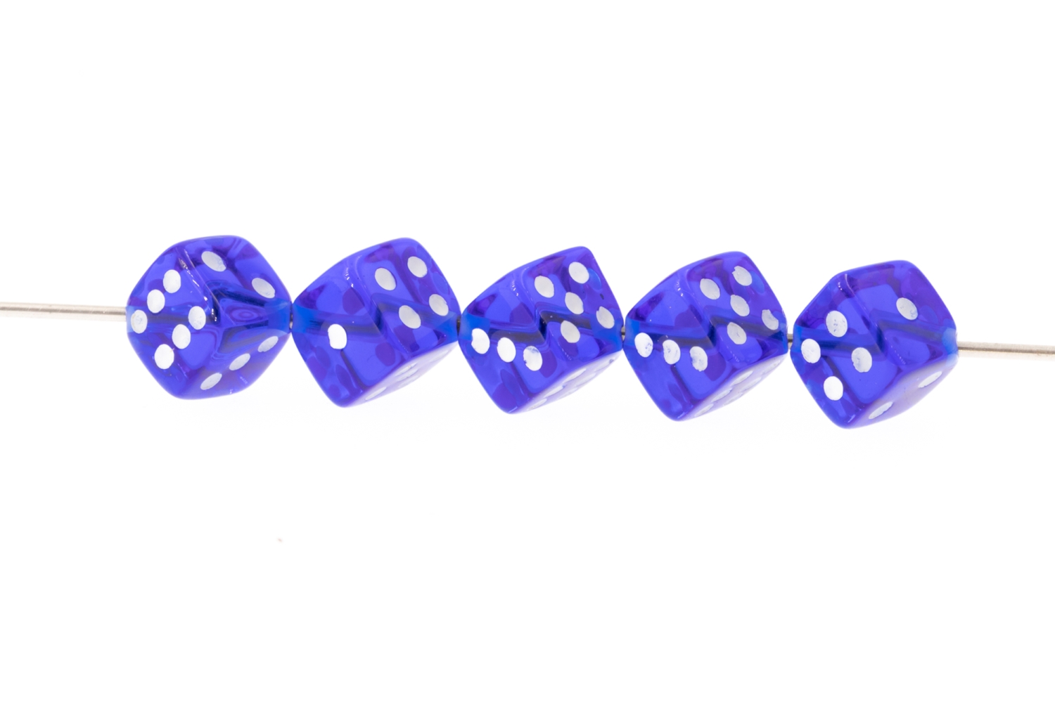  8mm Dice bead - dark blue / white Translucent, in