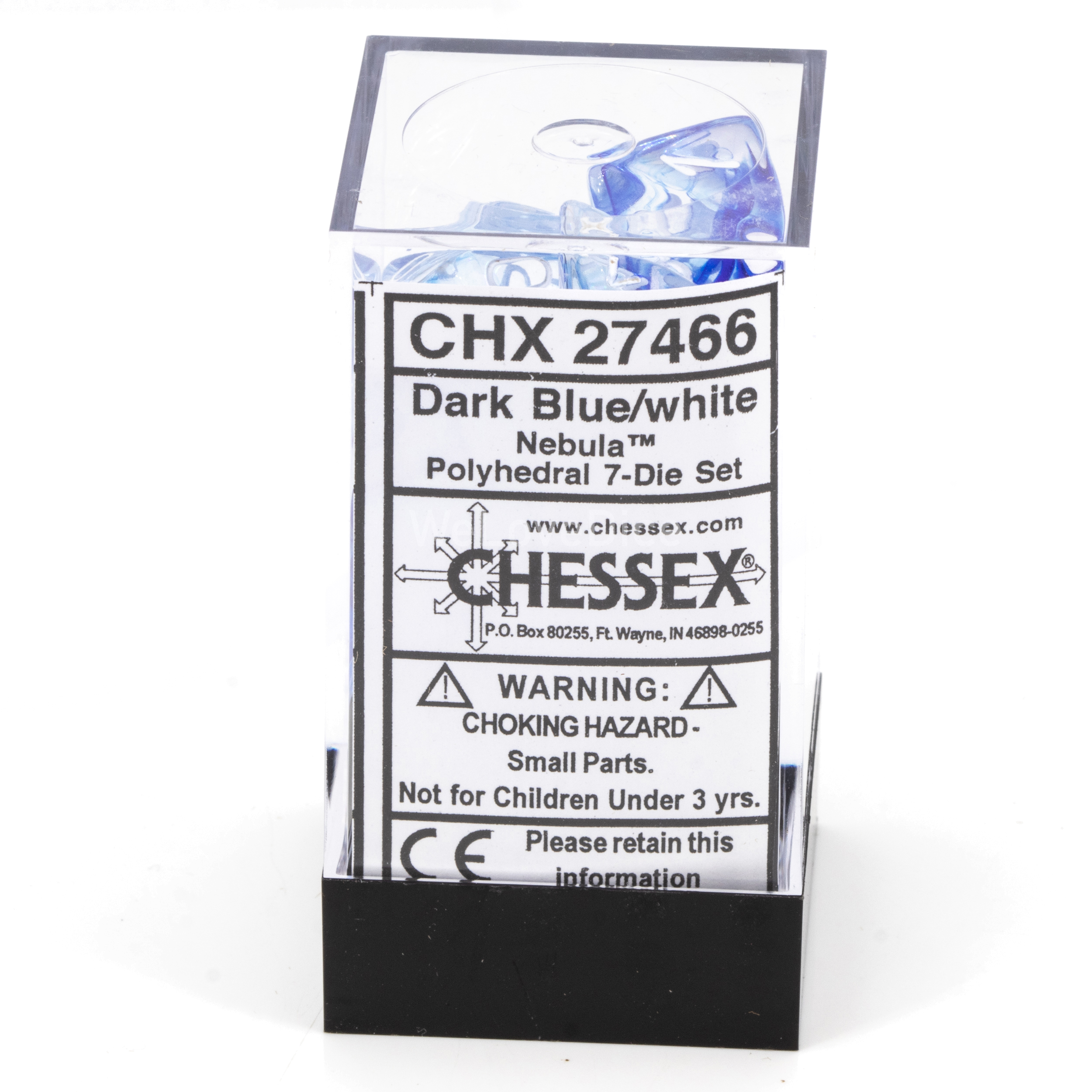Nebula® Polyhedral Dunkelblau / Weiß 7-Würfel Set