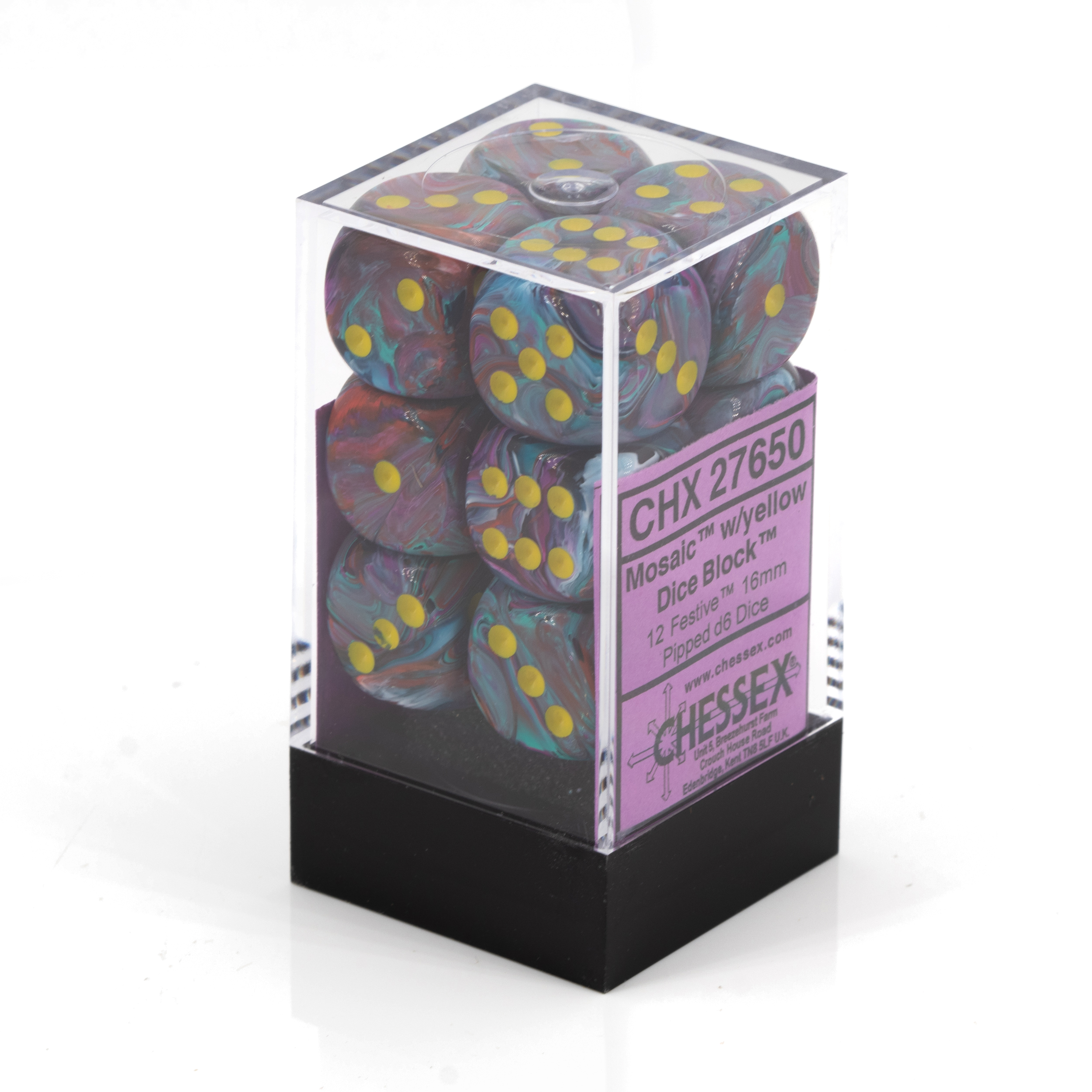 Festive® Mosaic™ / yellow 16mm D6 Dice Set (12 dice)
