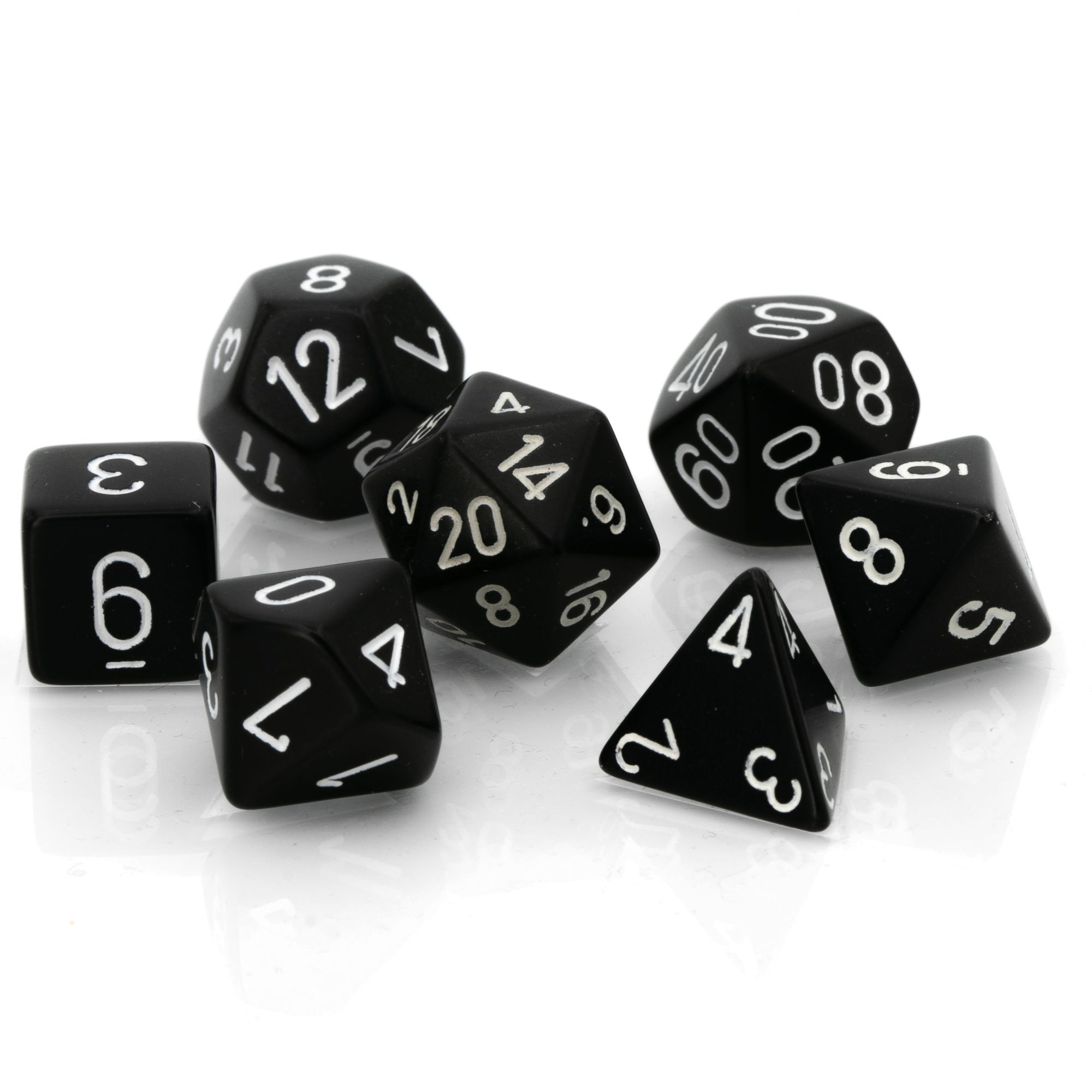 Satt Polyhedral schwarz / weiß 7-Würfel Set