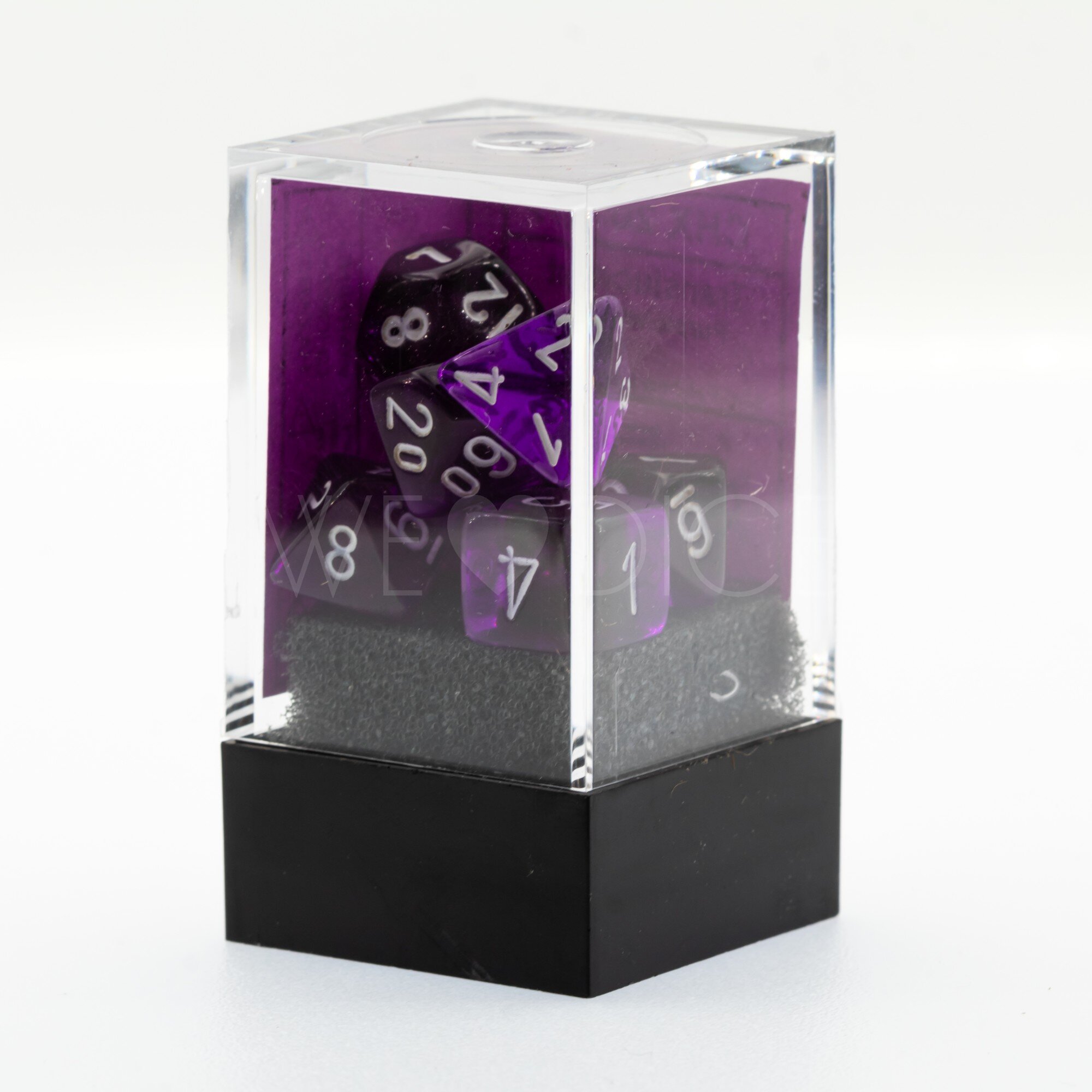 Mini-hedral Transparent Polyhedral Lila / weiß 7-Würfel Set