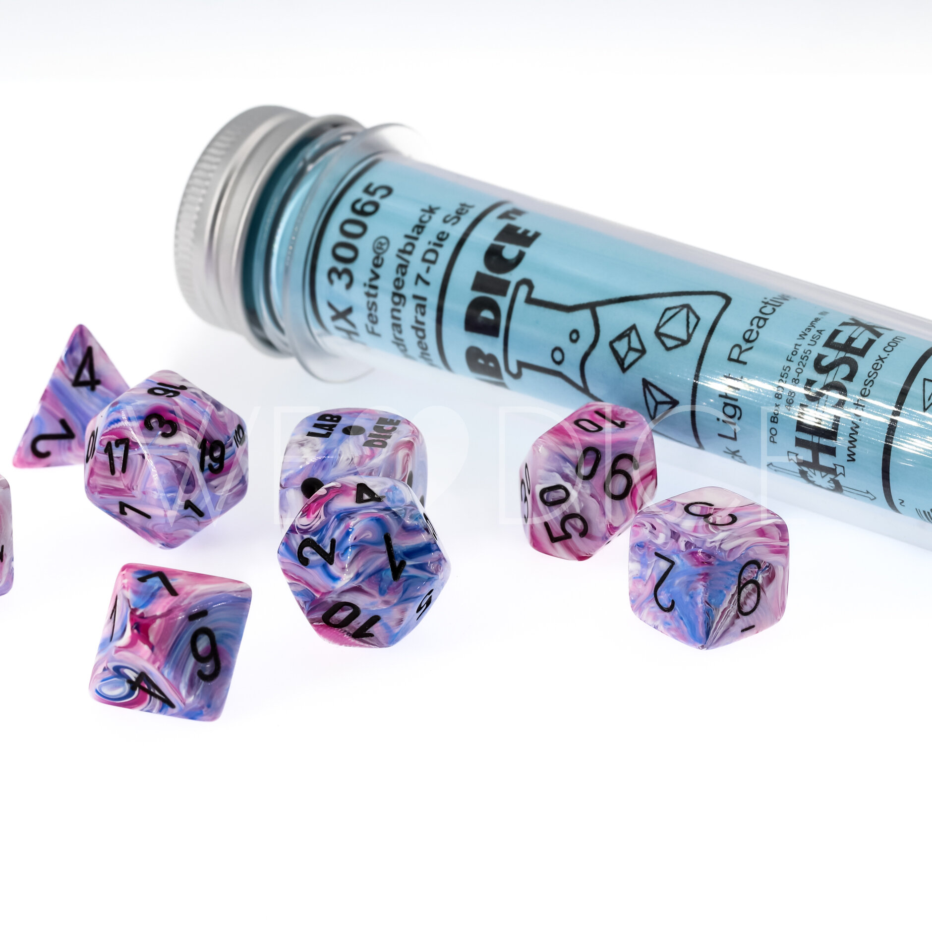LabDice Festive® Hydrangea/black  Set 8 Stück