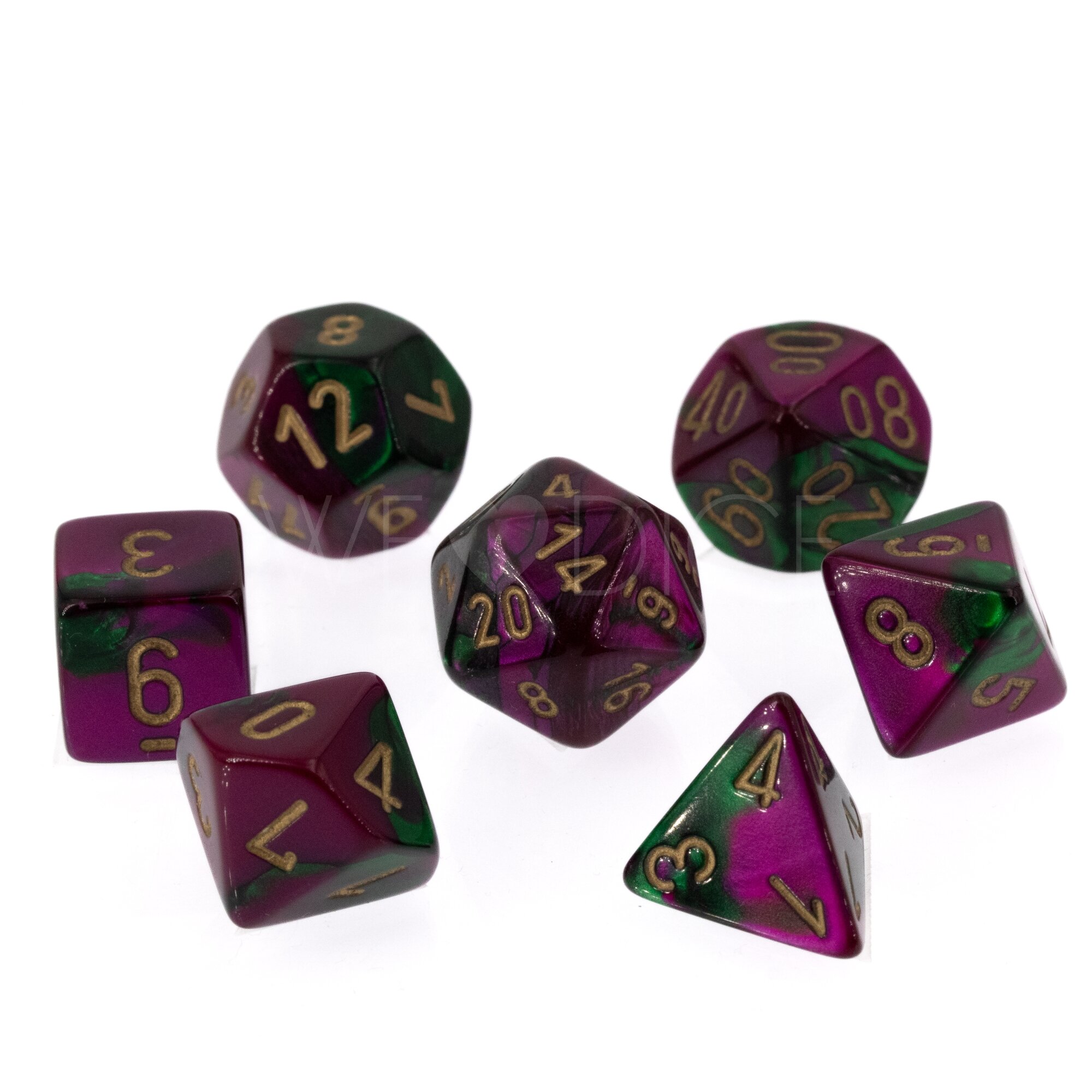Gemini® Polyhedral Grün-purple / gold 7-Würfel Set