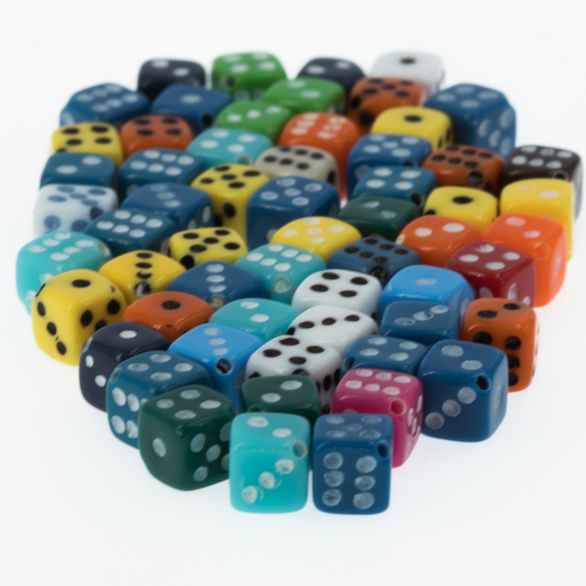  5mm Dice bead - mix colors Translucent, in