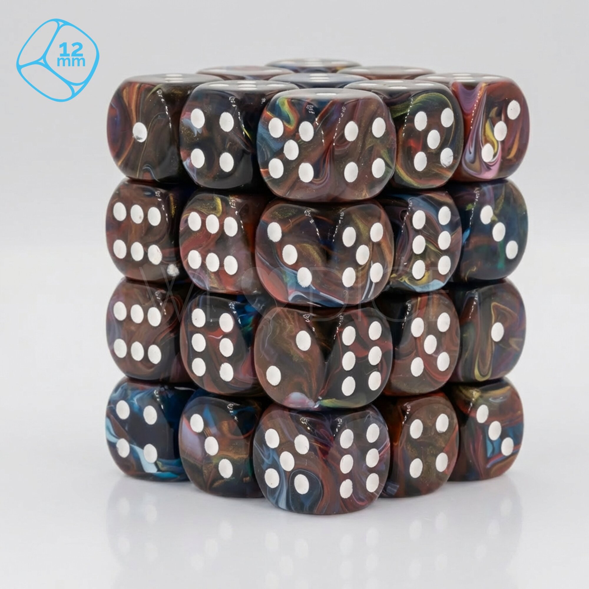 carneval Pietersit brown / white 12mm D6 Dice Set  (36Pcs)