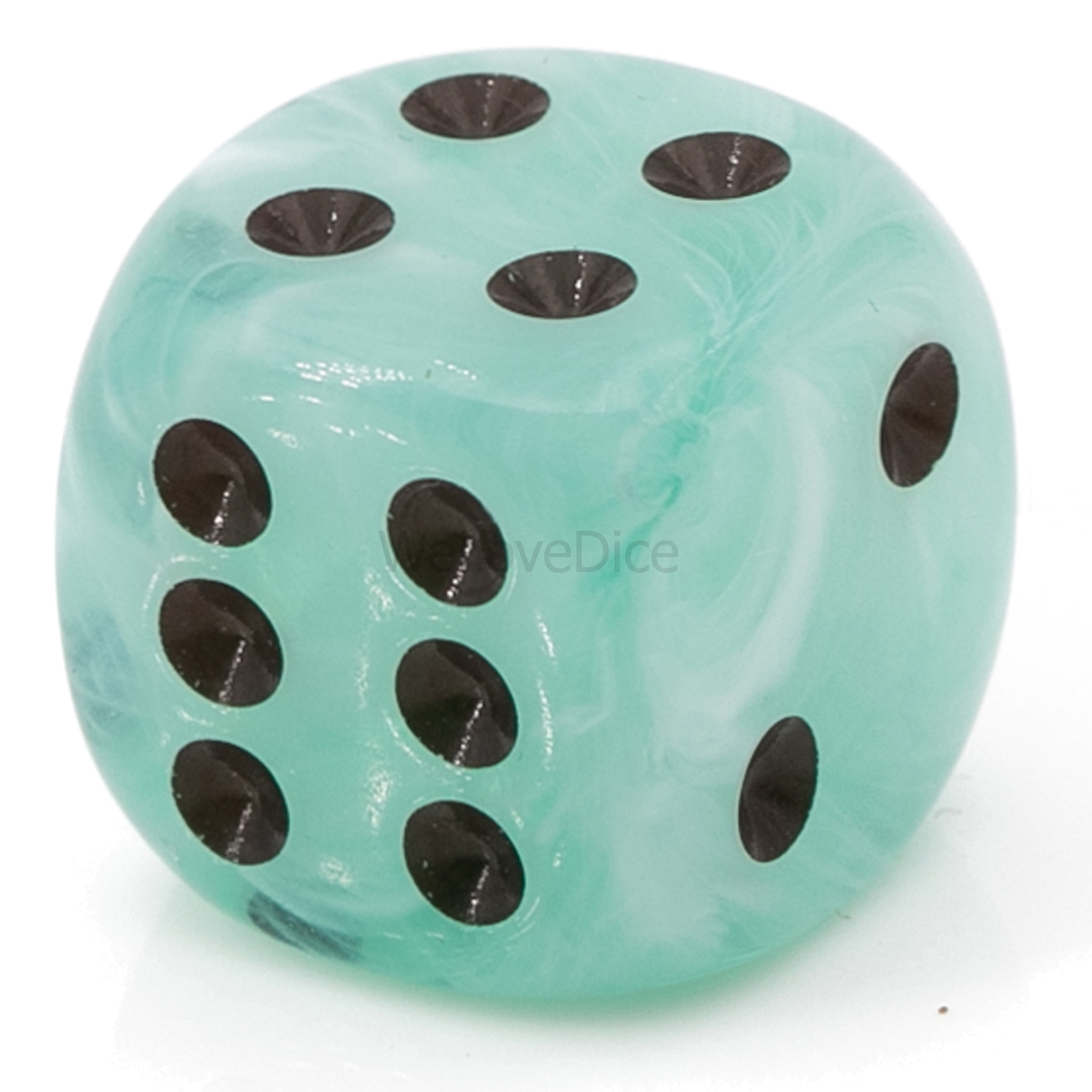 25mm  D6 Dice in dusty jade / black Marbled