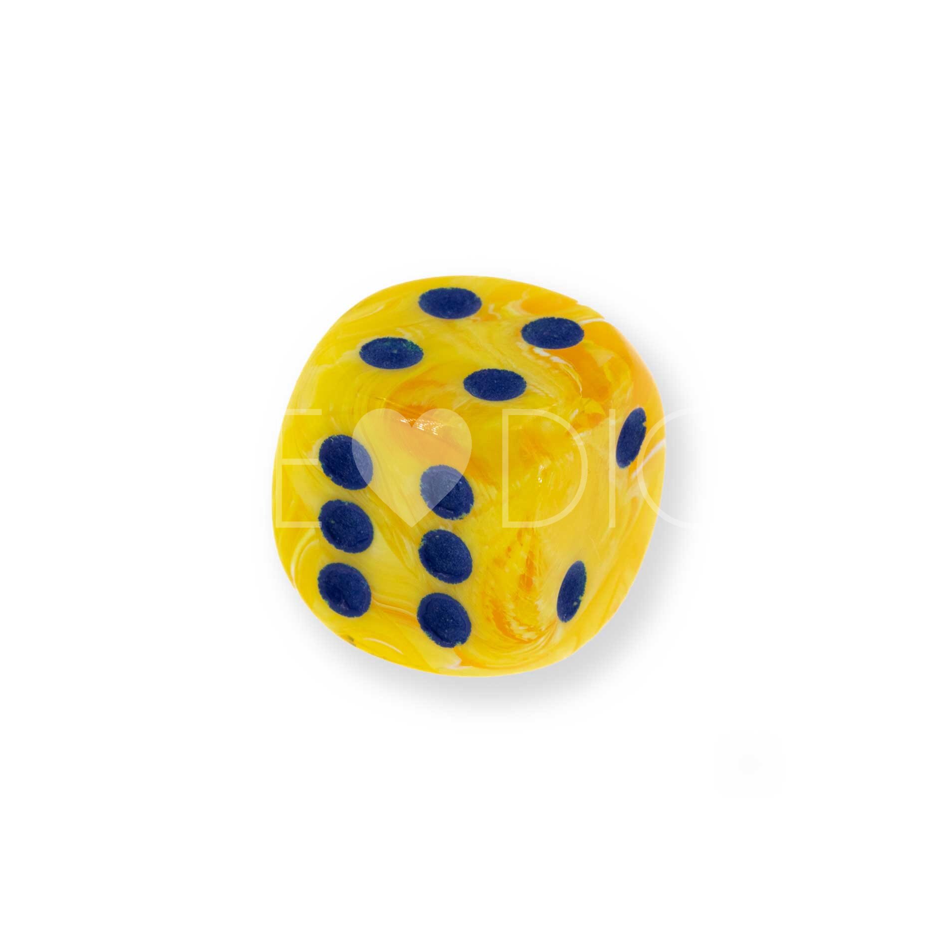 12mm Würfel in gelb / dunkelblau Marmor