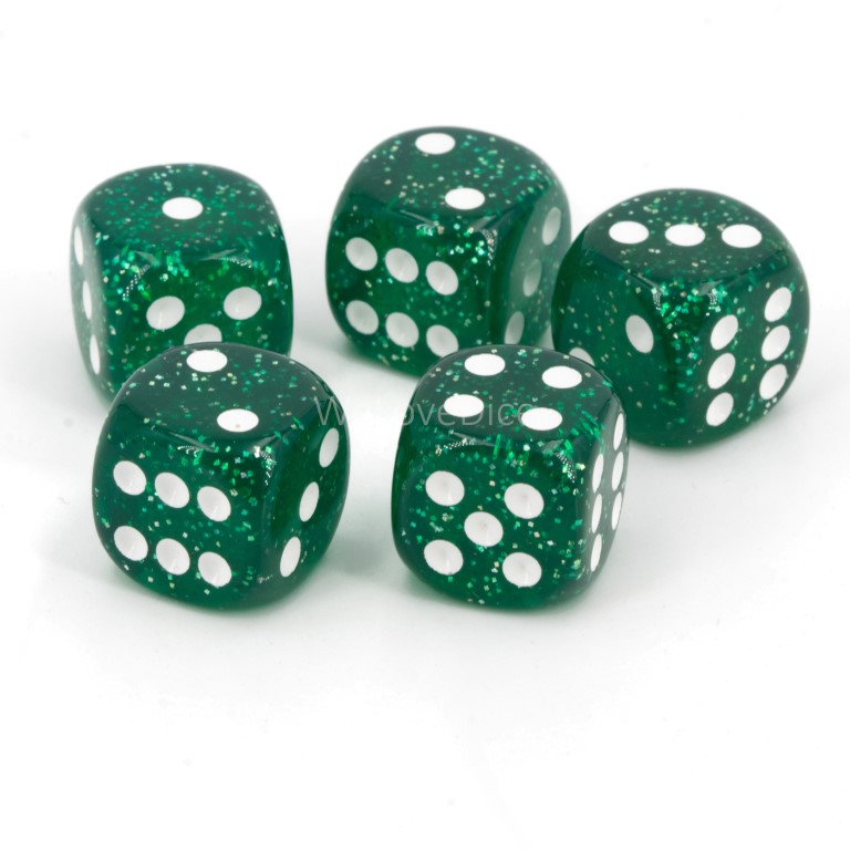 16mm W6 Würfel in grün / weiss