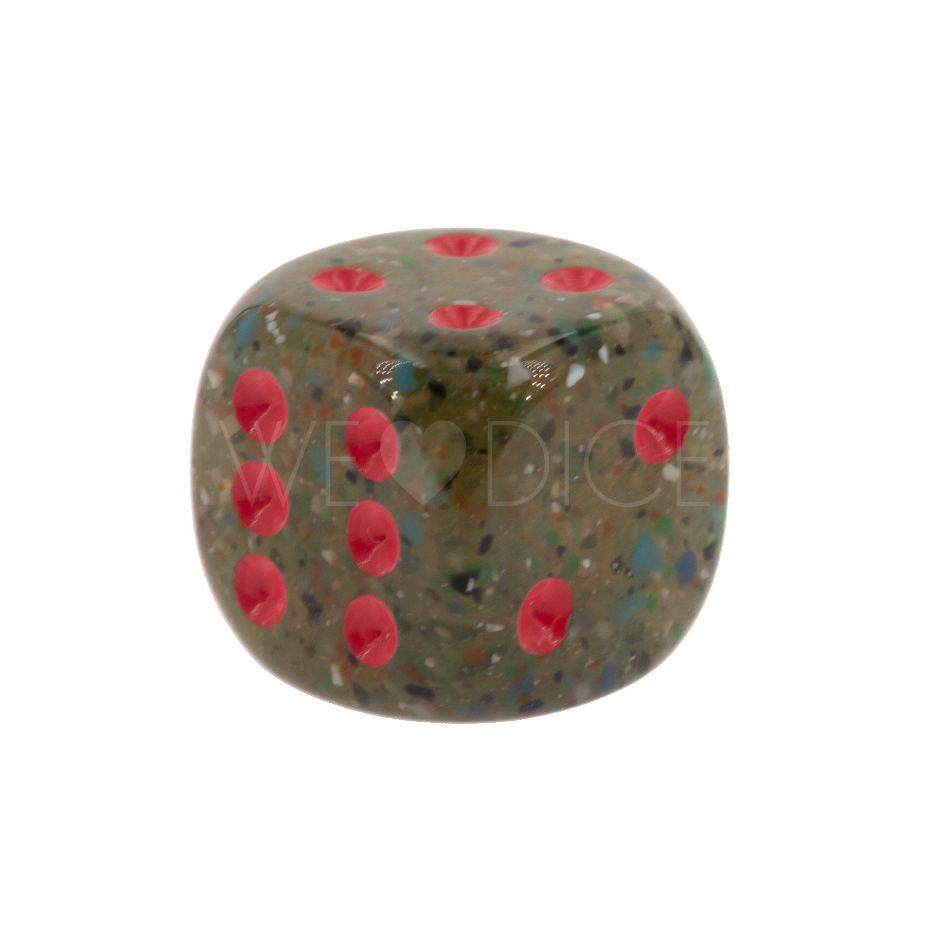 16mm  D6 Dice in Midnight green / red