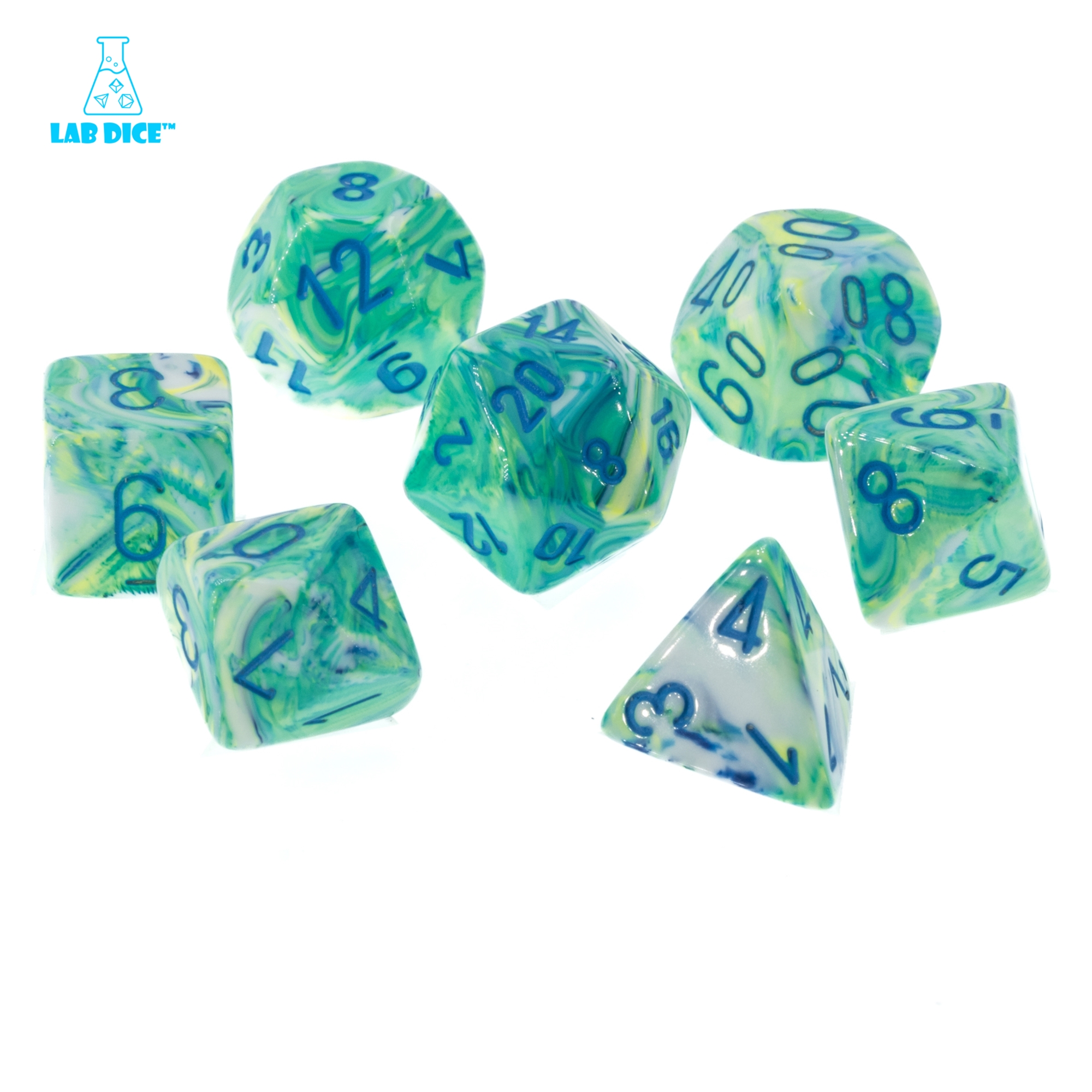 LabDice Festive® Garden/blue  Set 8 Stück