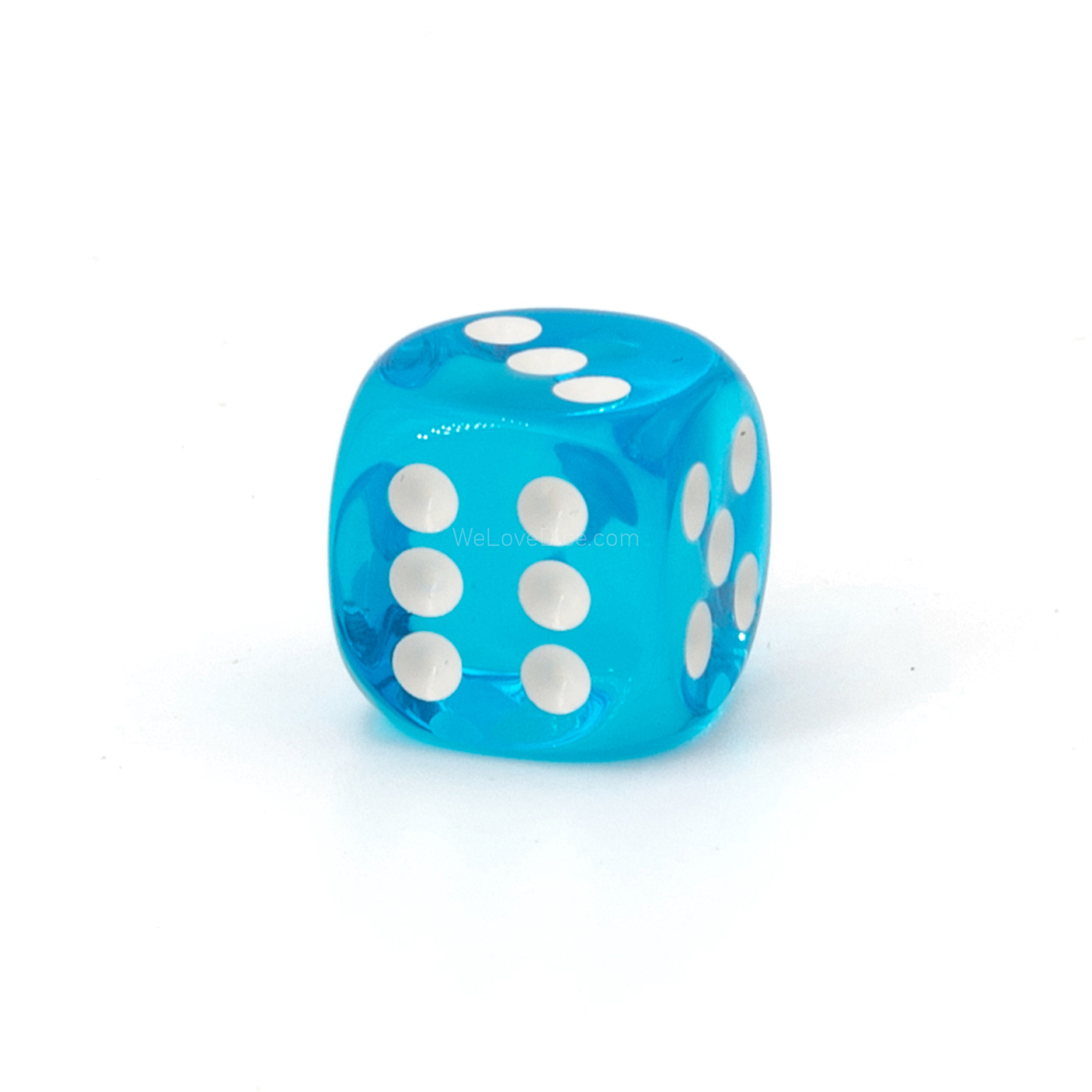 12mm  D6 Dice in turqoise blue / white