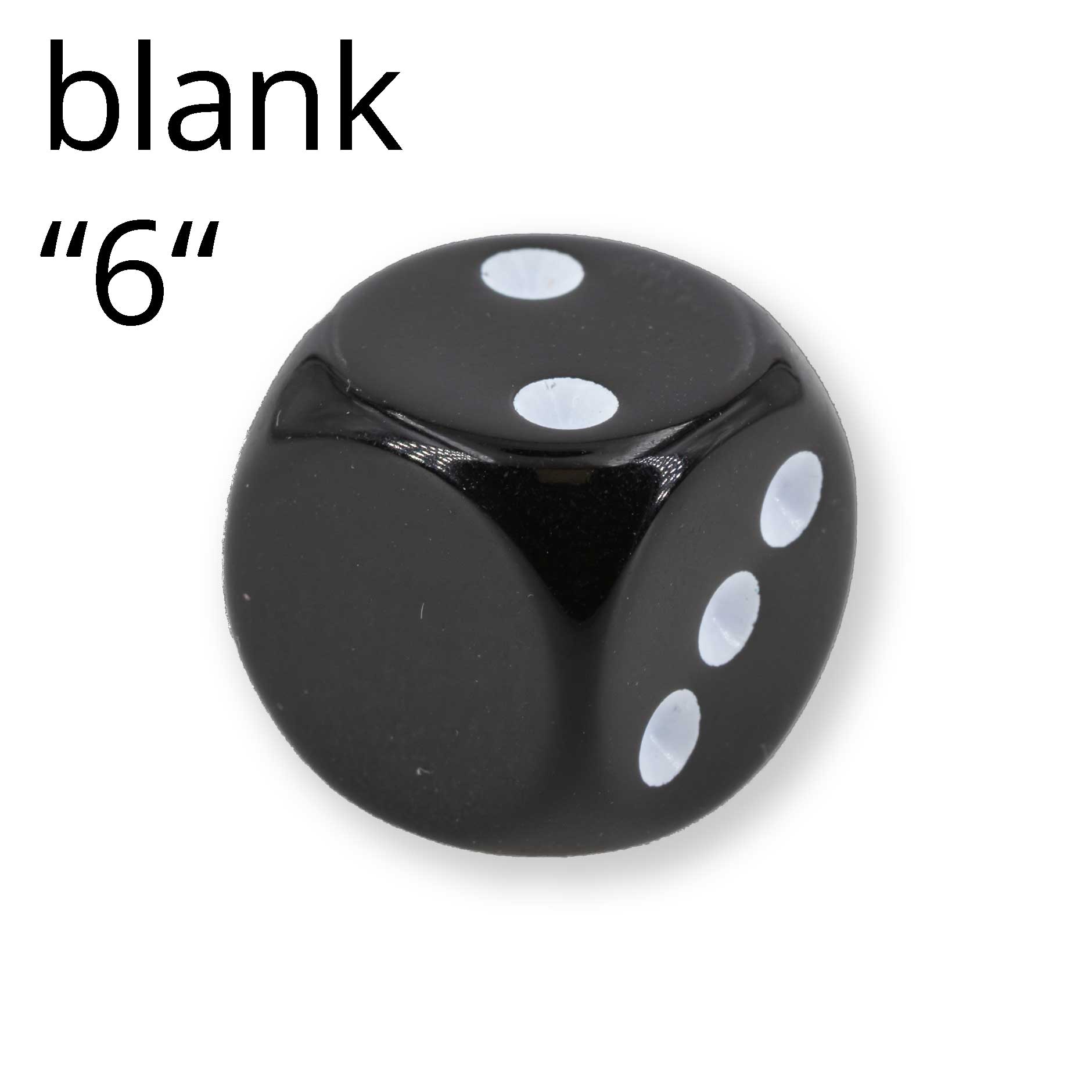 16mm Dice in black Opaque no "6"