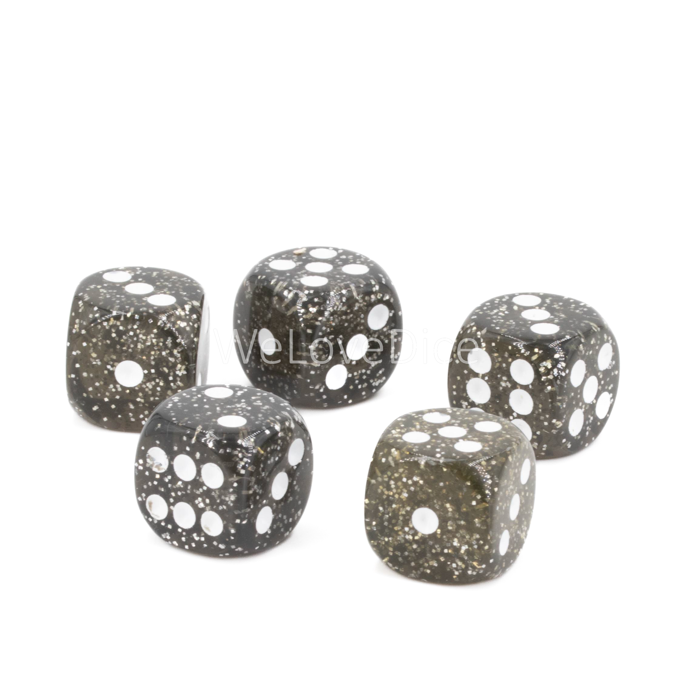 16mm  D6 Dice in glitter grey / white