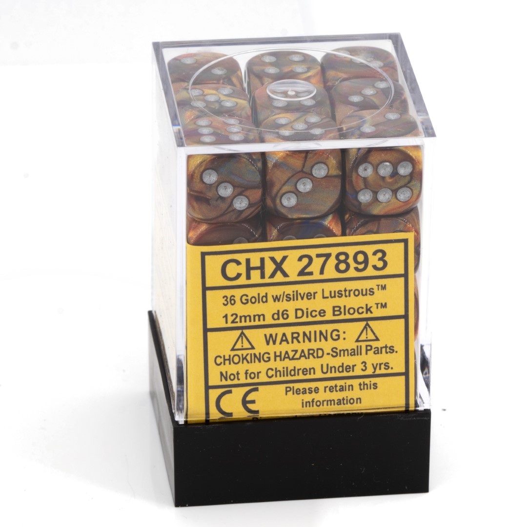 Lustrous  Gold / silber 12mm W6 Würfel Set (36 Würfel)