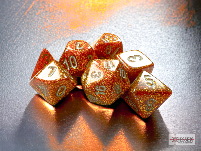 Glitter Mini-hedral Polyhedral Gold / silver 7-DieSet