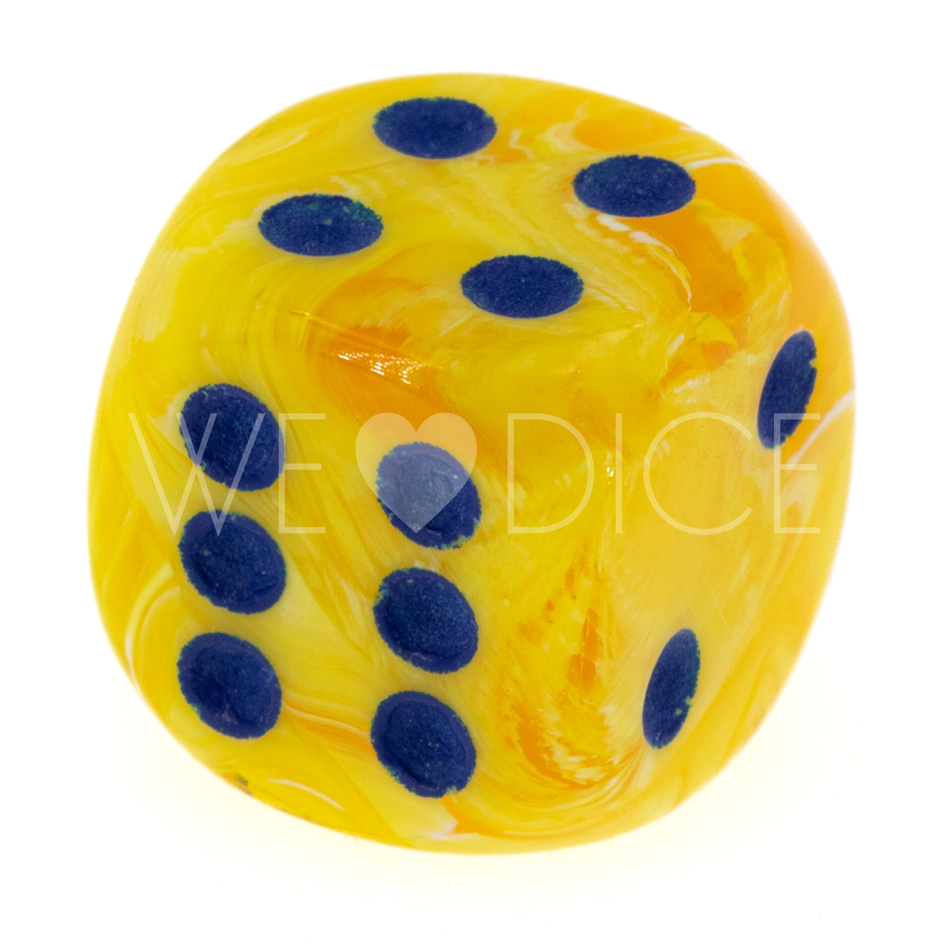 12mm Würfel in gelb / dunkelblau Marmor