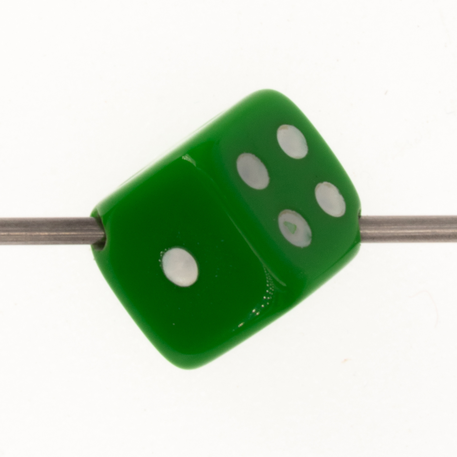  5mm Dice bead - light green / white Opaque, in