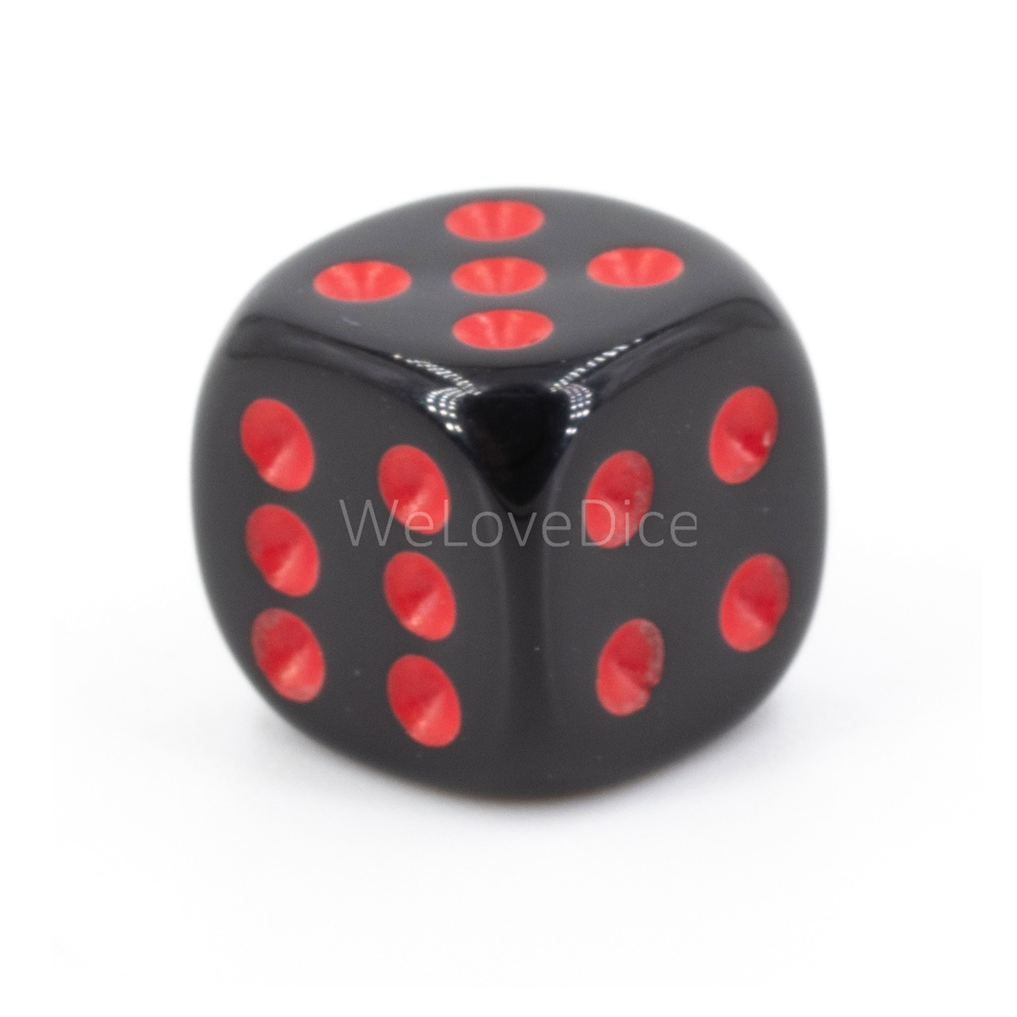 8mm  D6 Dice in black / red  Opaque