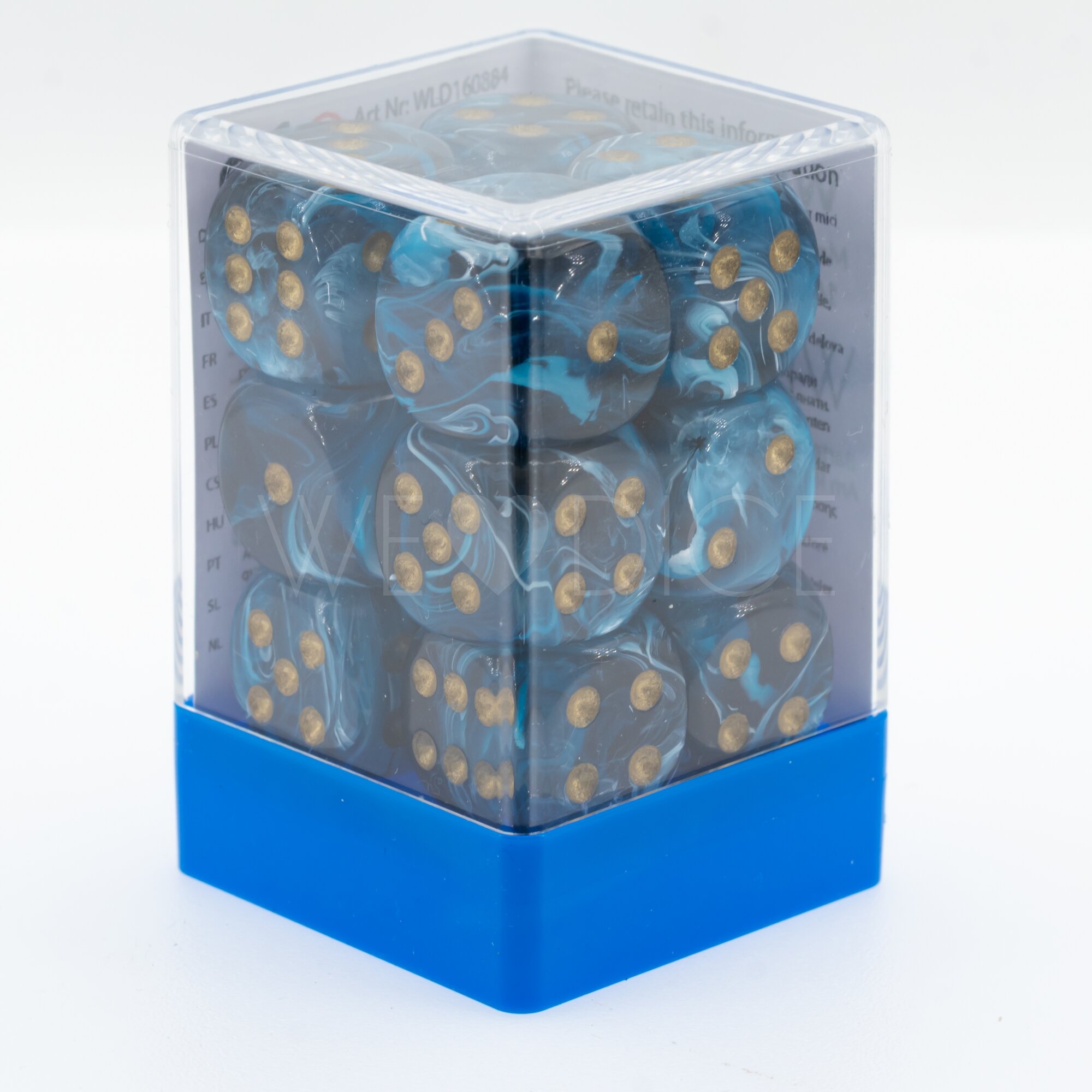 Maro midnight blue / gold 16mm D6 Dice Set  (12Pcs)