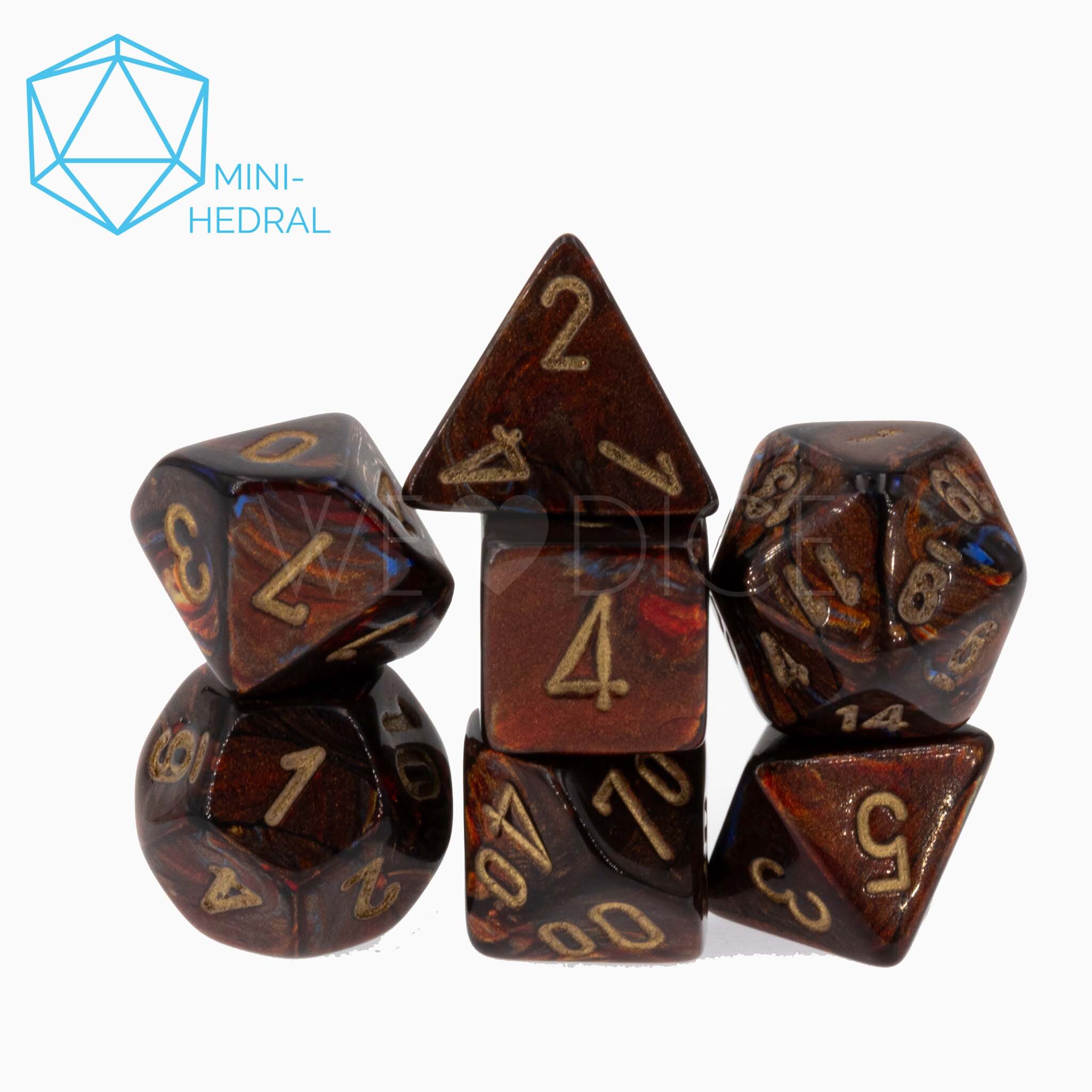 Mini-hedral Scarab® Polyhedral Blue Blood / Gold 7-Würfel Set