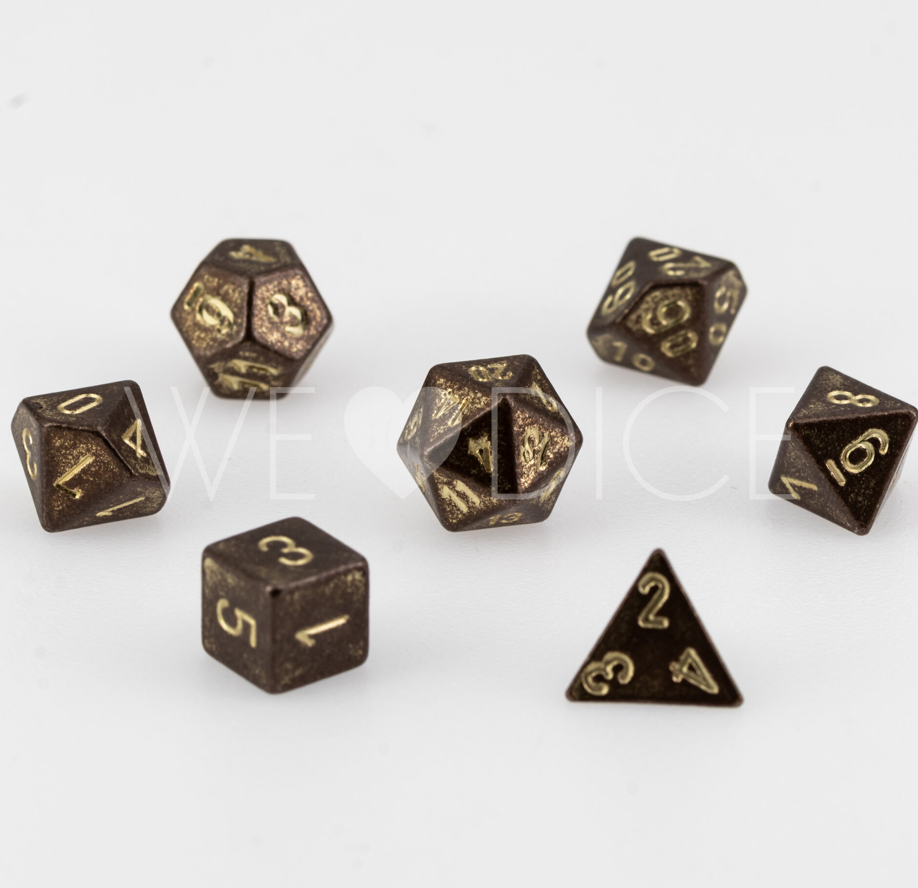 Mini-Metall dice  - Dwarven Gold - 7  Pcs set