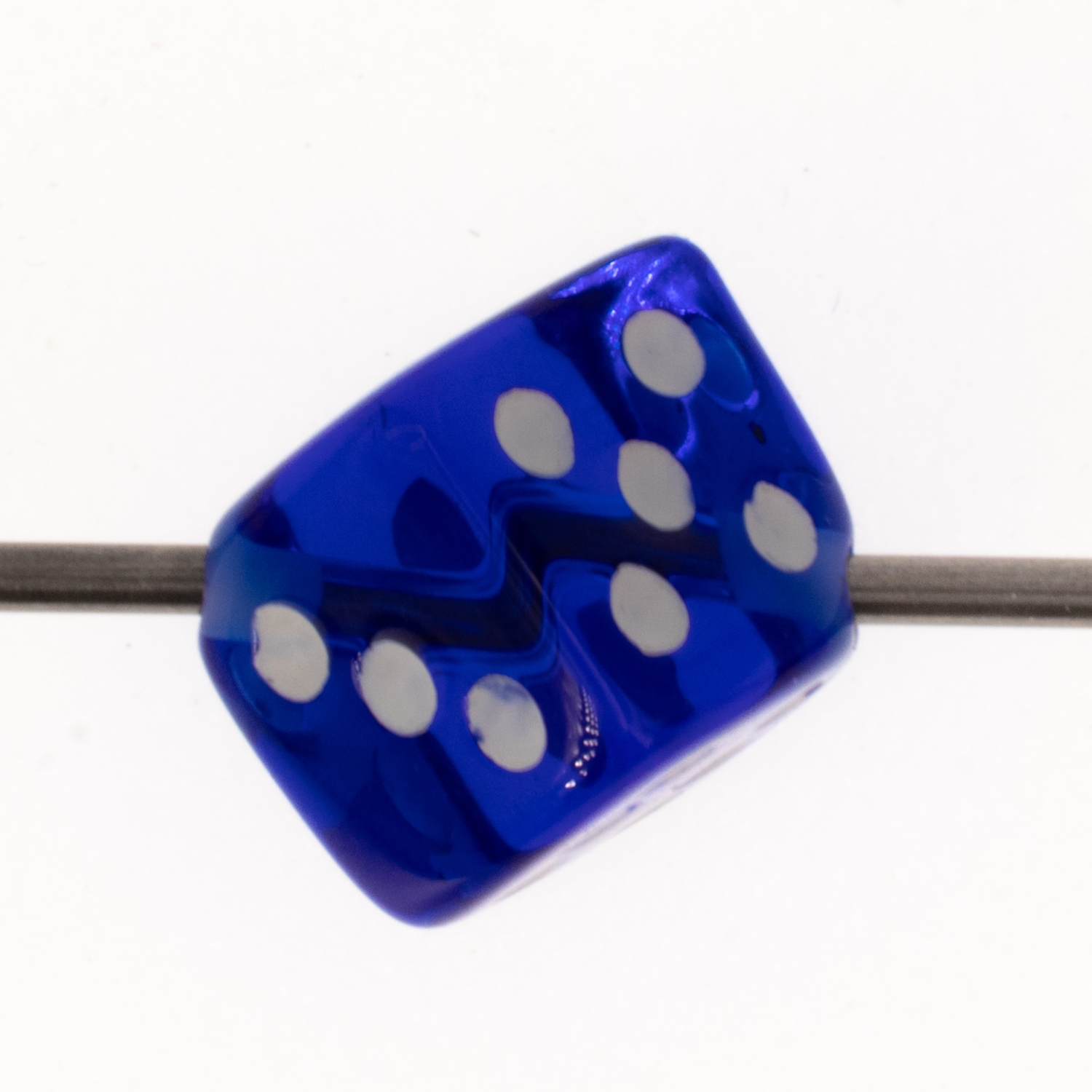  8mm Dice bead - dark blue / white Translucent, in